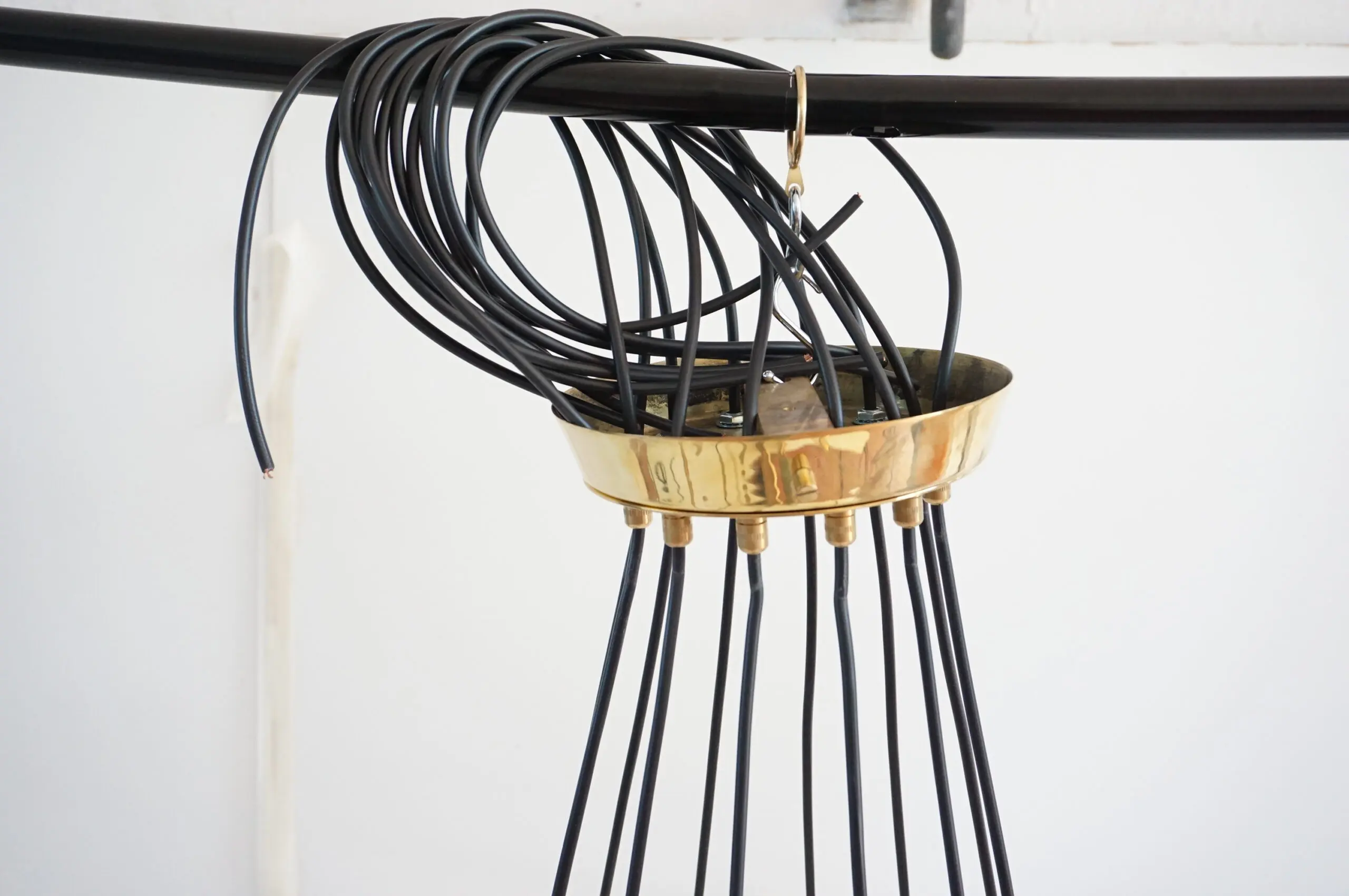 Stilnovo large 24 lights-arms brass ceiling lamp chandelier, Shanghai, 1950 — photo 16