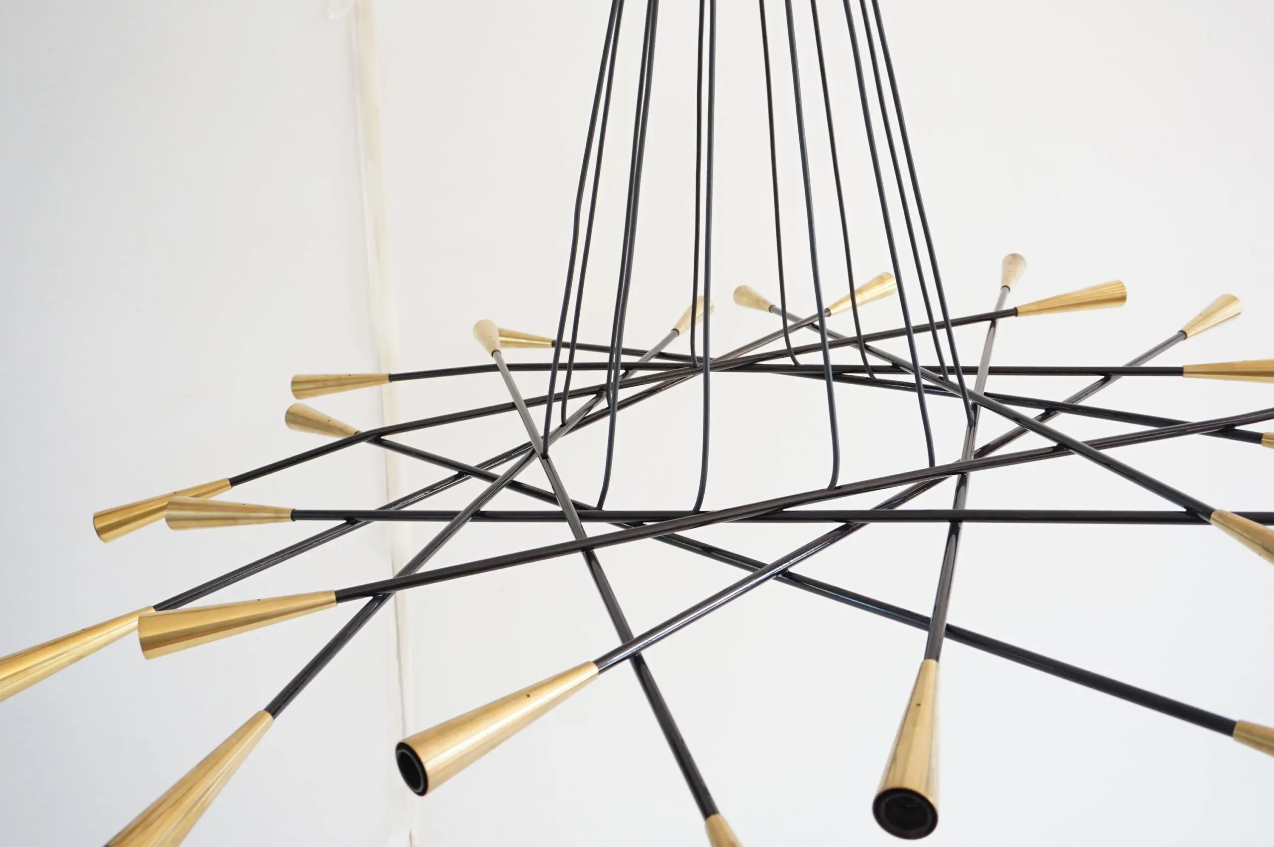 Stilnovo large 24 lights-arms brass ceiling lamp chandelier, Shanghai, 1950 — photo 8