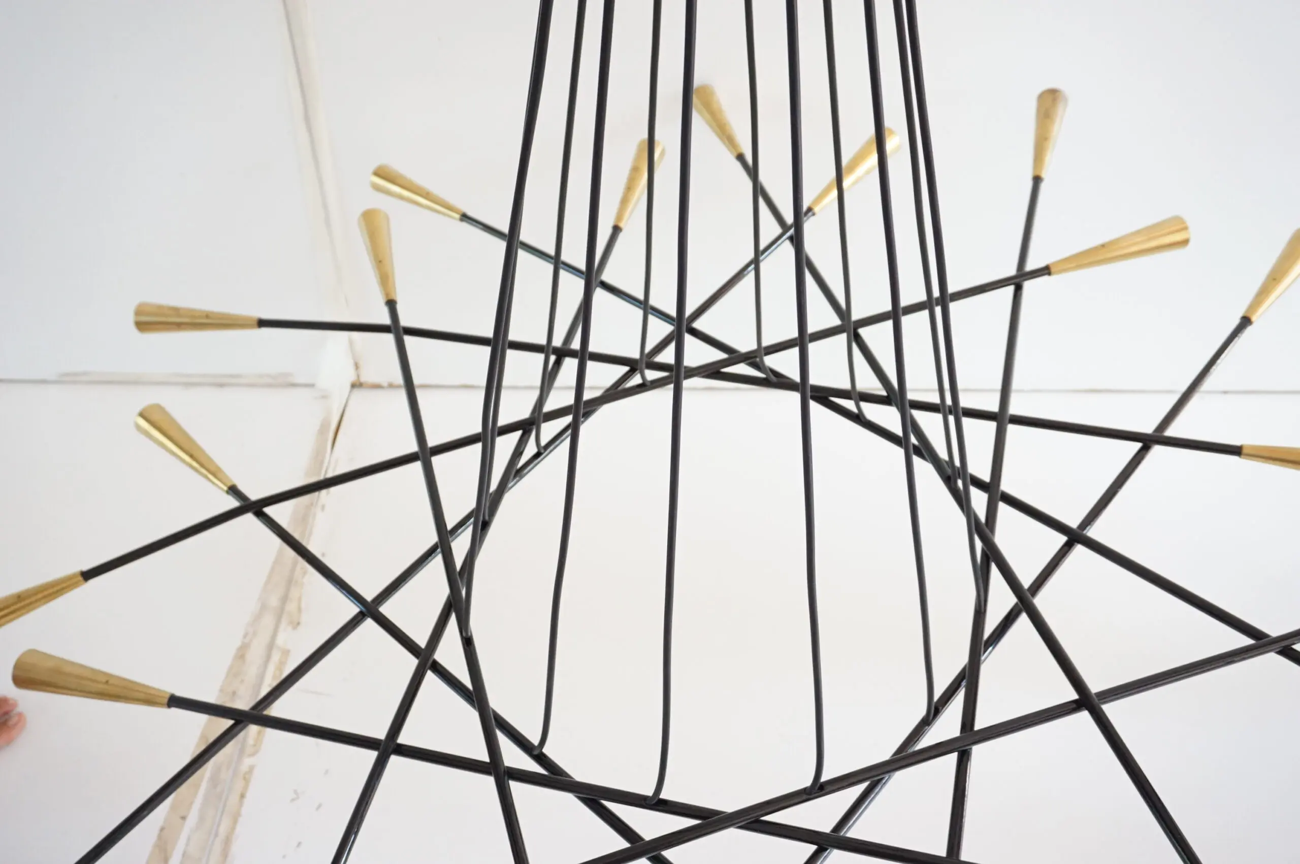 Stilnovo large 24 lights-arms brass ceiling lamp chandelier, Shanghai, 1950 — photo 17