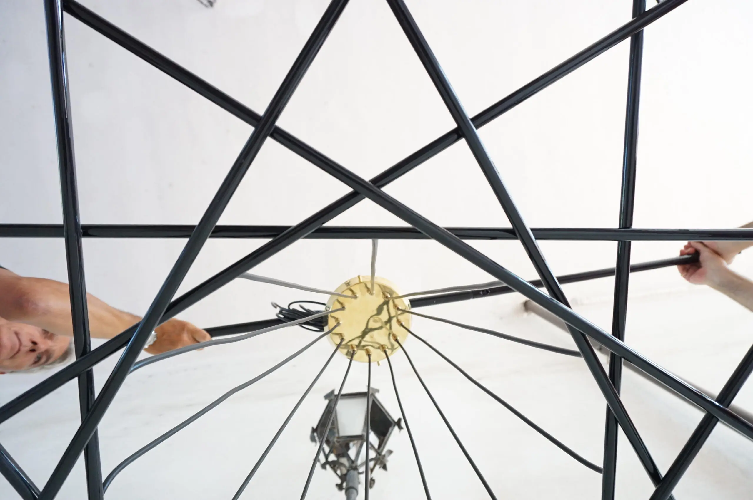 Stilnovo large 24 lights-arms brass ceiling lamp chandelier, Shanghai, 1950 — photo 21