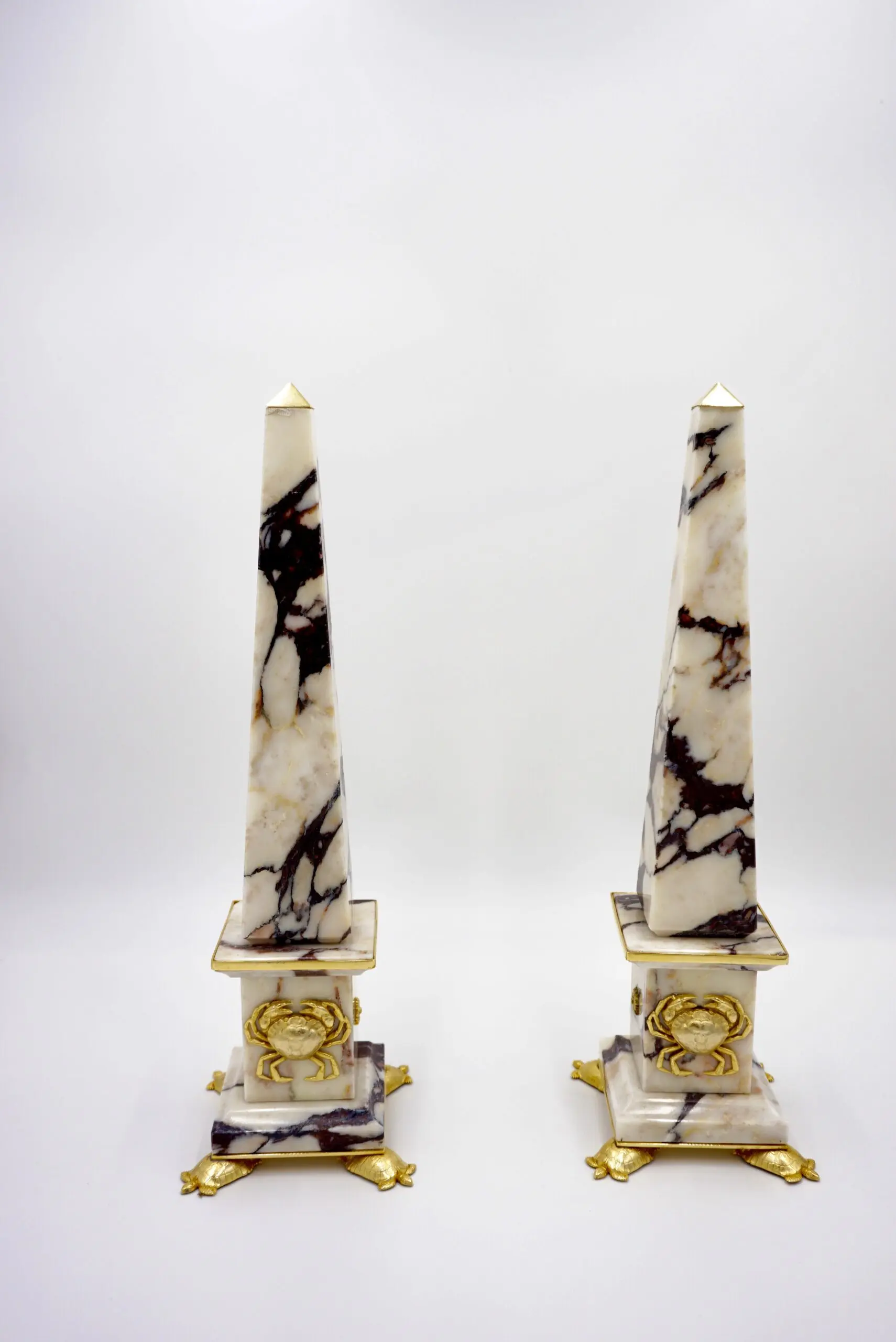 Pair of Breccia Medicea Marble and Bronze Obelisks, "Crabs", Limit.Edition 2018 — Lorenzo Ciompi