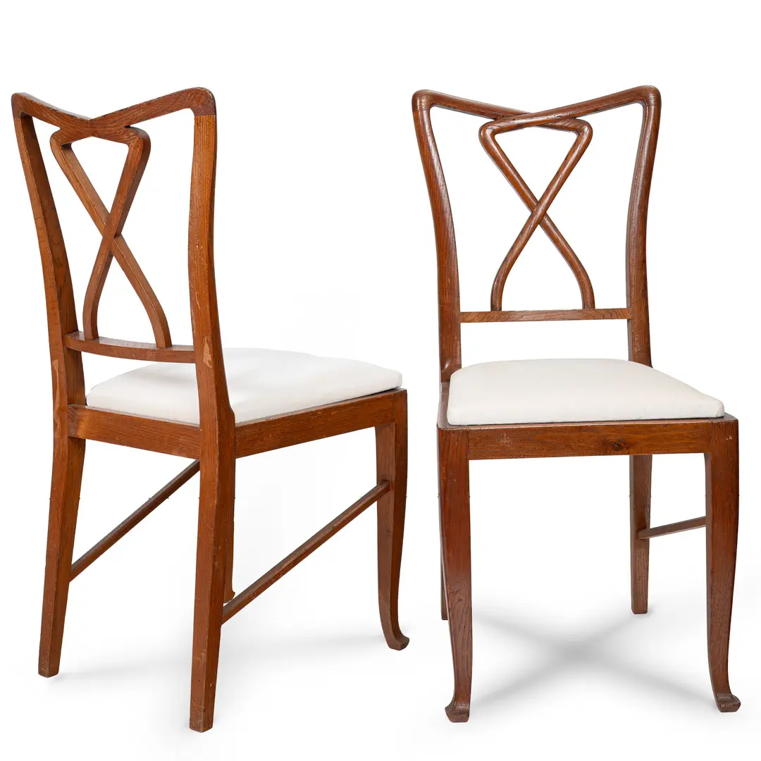 Set of Rare Important Walnut 12 Dining Chairs Attributed Paolo Buffa, circa 1950 — photo 6