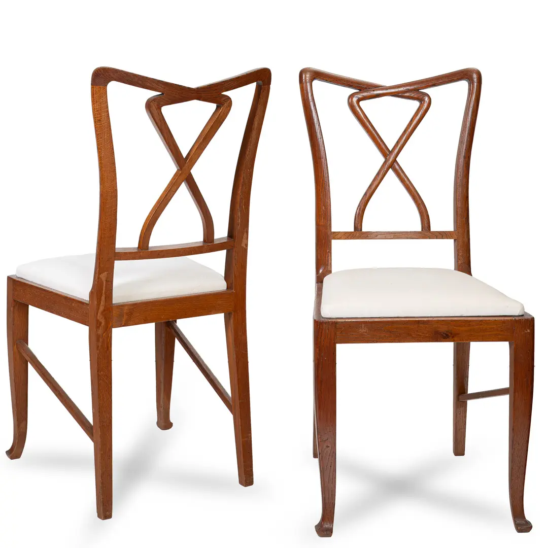 Set of Rare Important Walnut 12 Dining Chairs Attributed Paolo Buffa, circa 1950 — photo 4