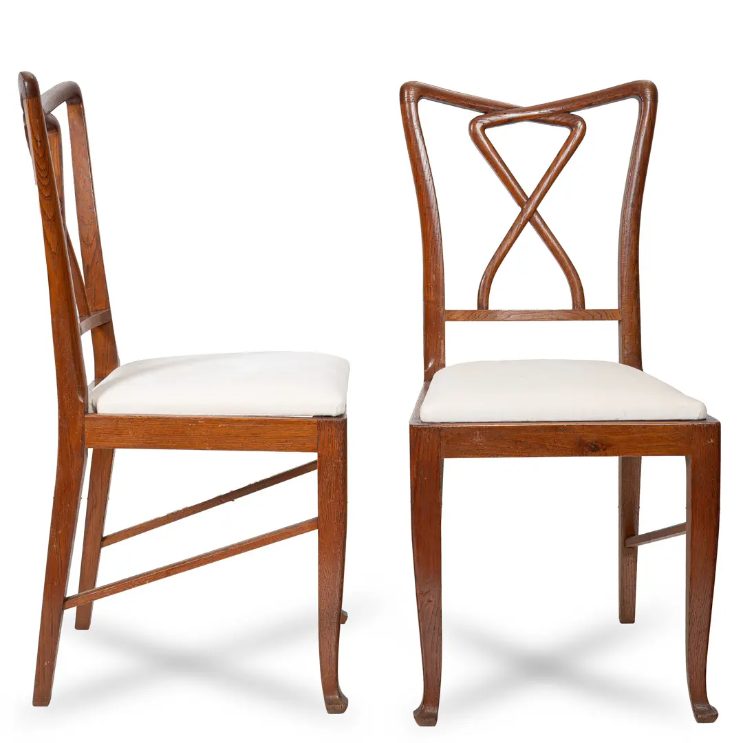 Set of Rare Important Walnut 12 Dining Chairs Attributed Paolo Buffa, circa 1950 — photo 7