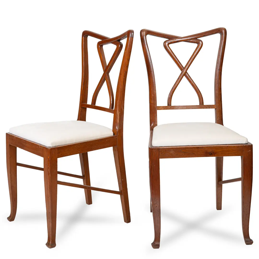 Set of Rare Important Walnut 12 Dining Chairs Attributed Paolo Buffa, circa 1950 — image 2