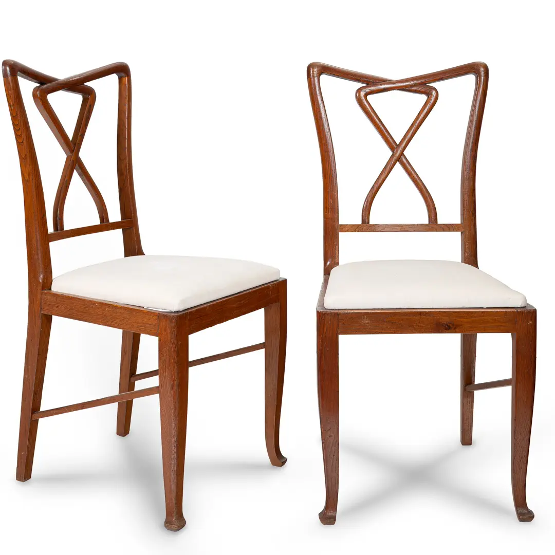 Set of Rare Important Walnut 12 Dining Chairs Attributed Paolo Buffa, circa 1950 — photo 8