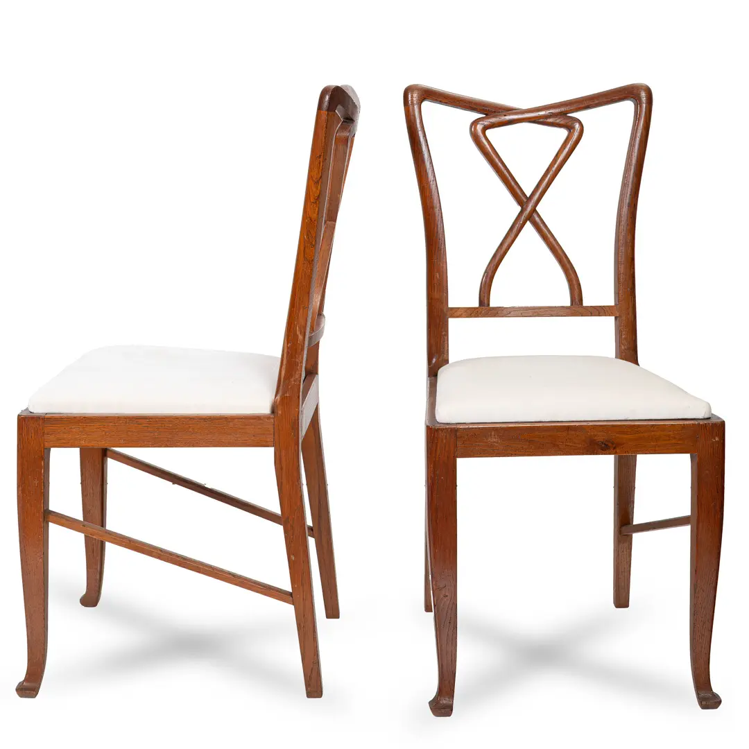 Set of Rare Important Walnut 12 Dining Chairs Attributed Paolo Buffa, circa 1950 — image 3