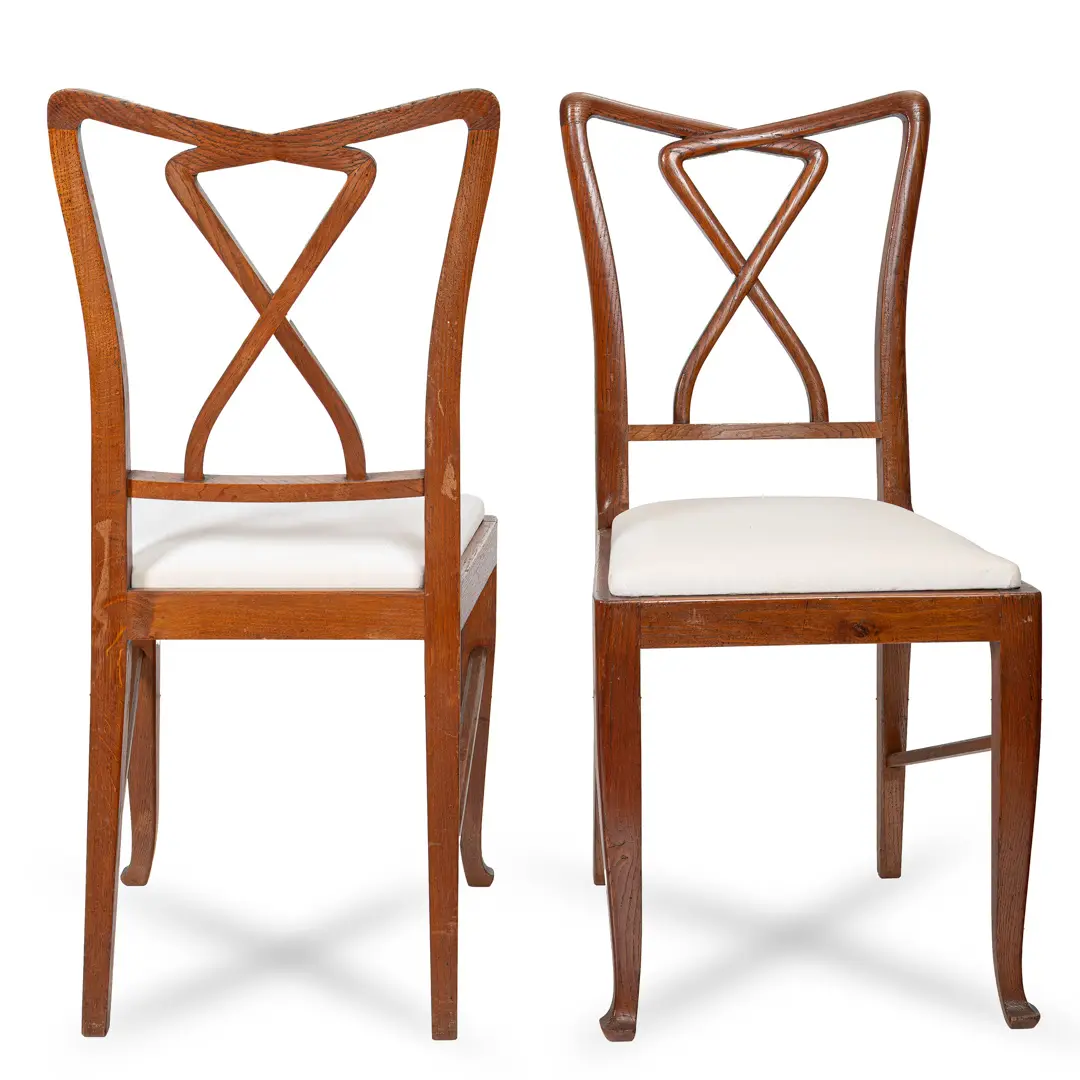 Set of Rare Important Walnut 12 Dining Chairs Attributed Paolo Buffa, circa 1950 — photo 5