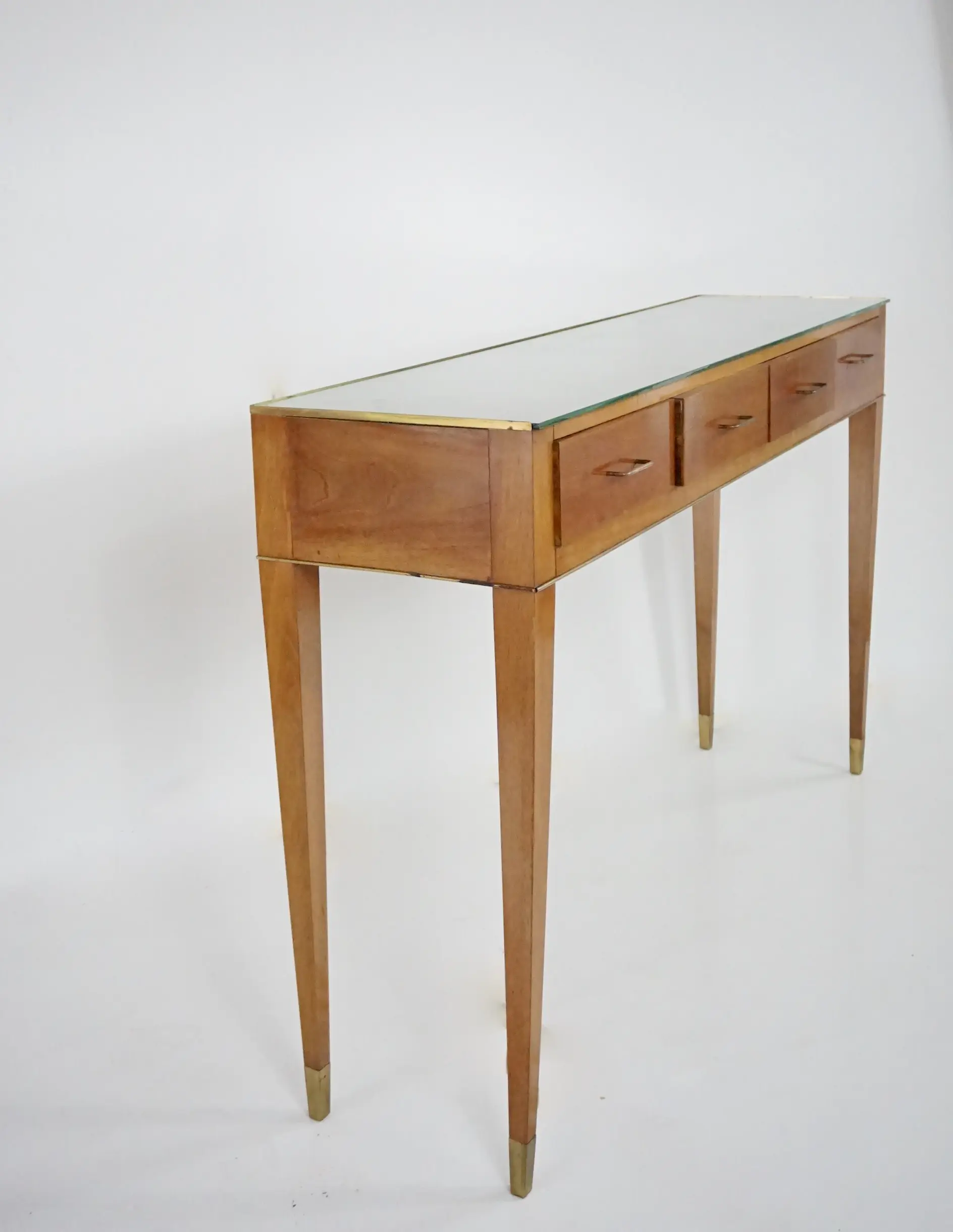 Fine Gio Ponti large unique console table, four drawers, cherrywood, brass, 1955 — photo 14