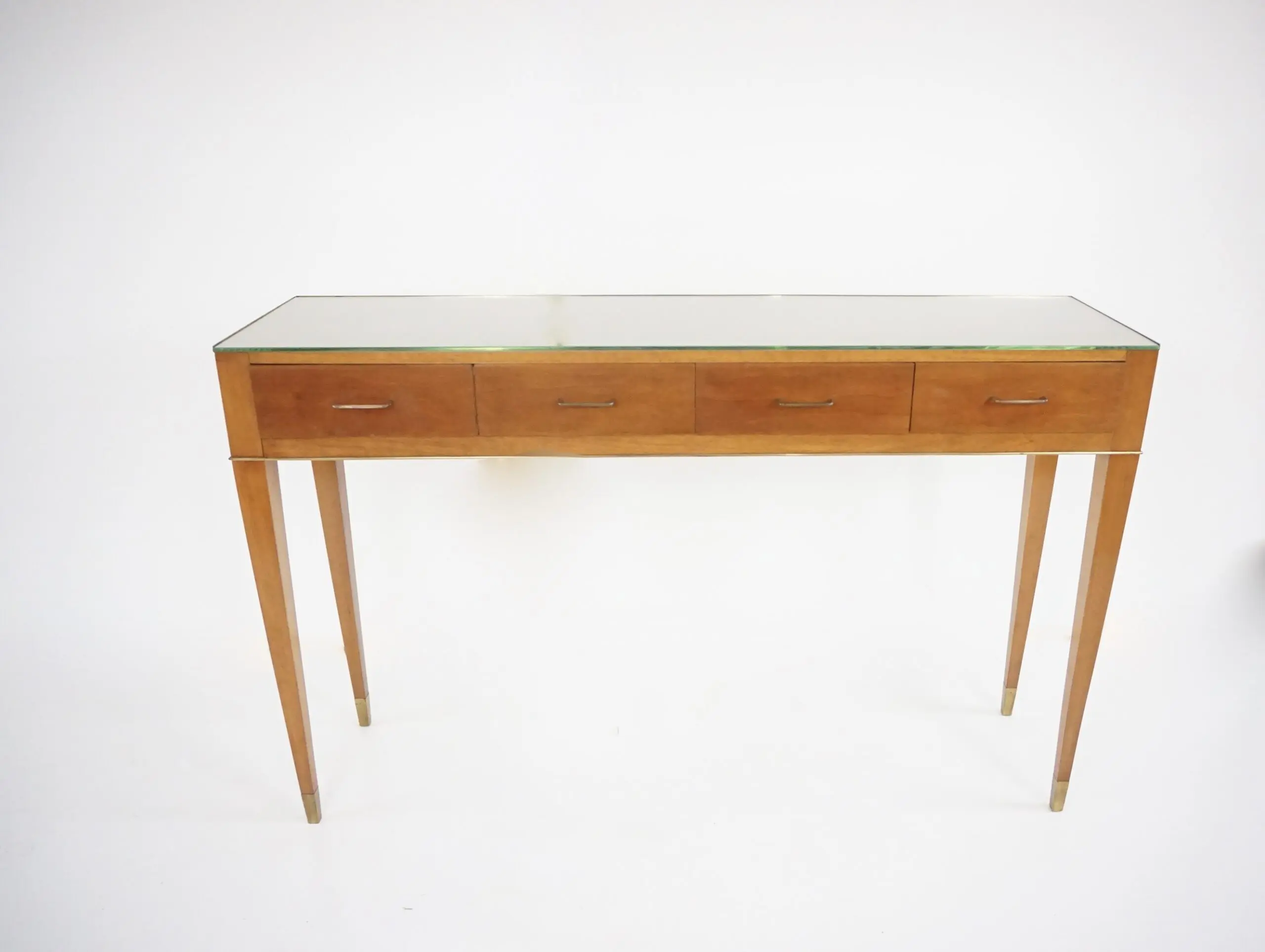 Fine Gio Ponti large unique console table, four drawers, cherrywood, brass, 1955 — image 3