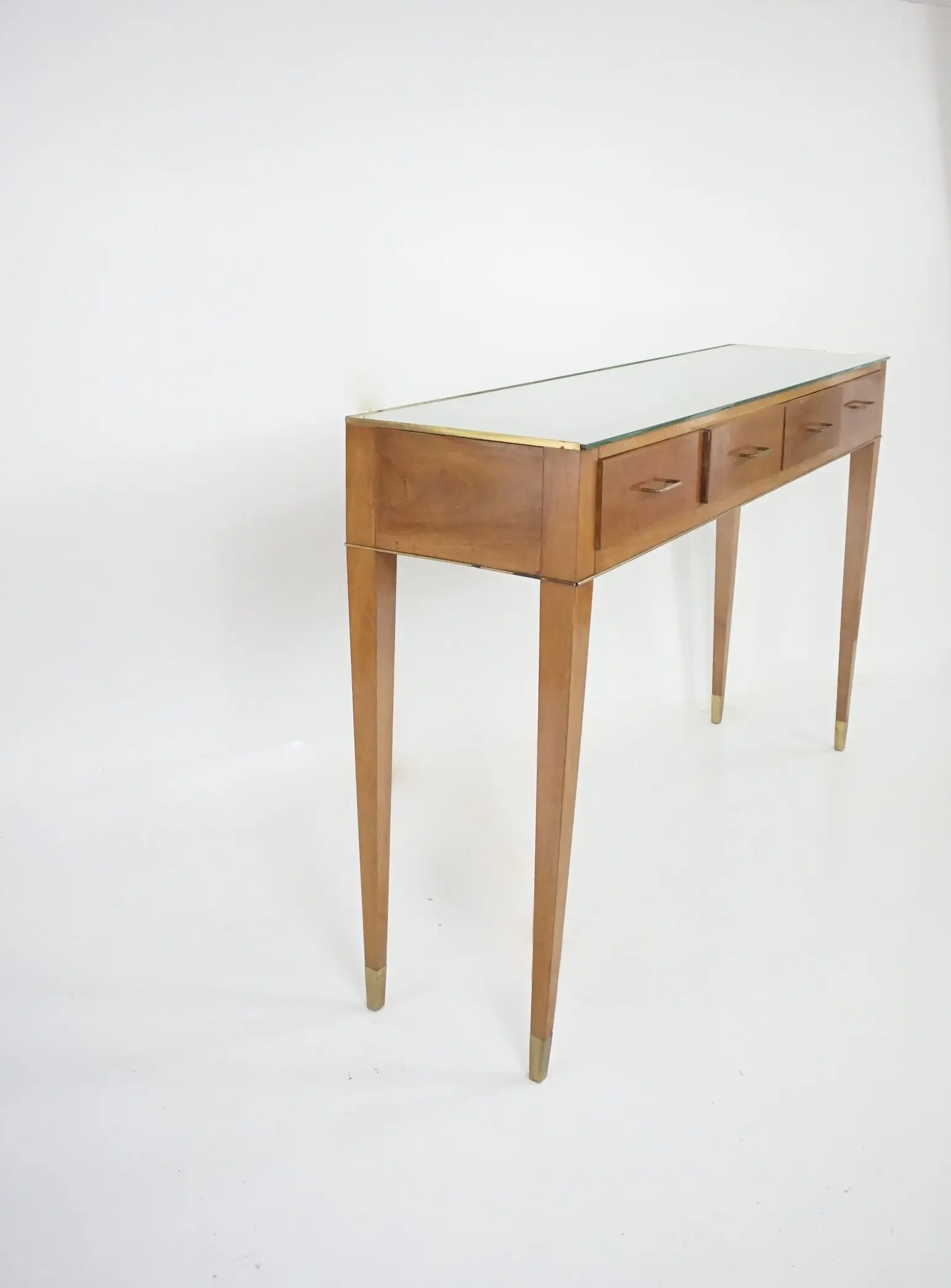 Fine Gio Ponti large unique console table, four drawers, cherrywood, brass, 1955 — photo 12