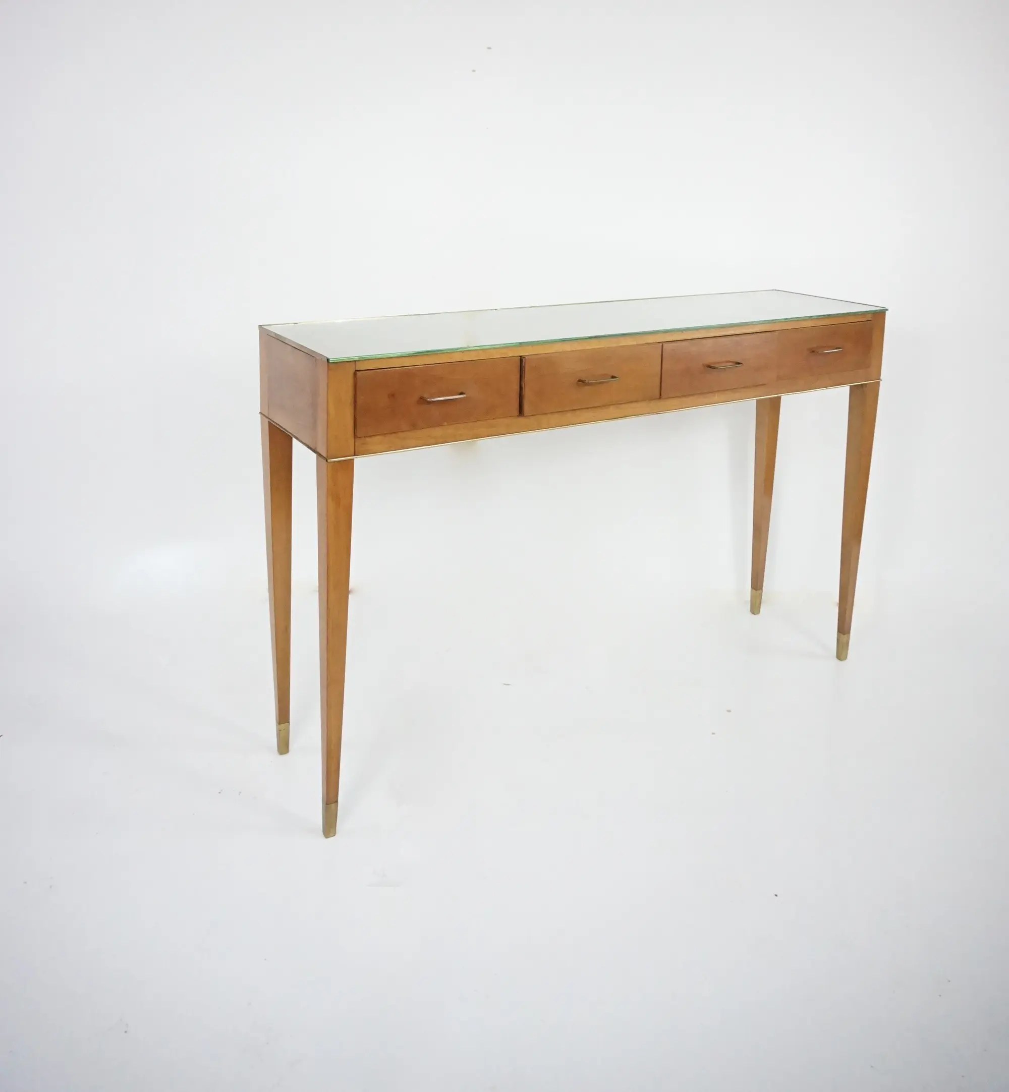 Fine Gio Ponti large unique console table, four drawers, cherrywood, brass, 1955 — Unknown