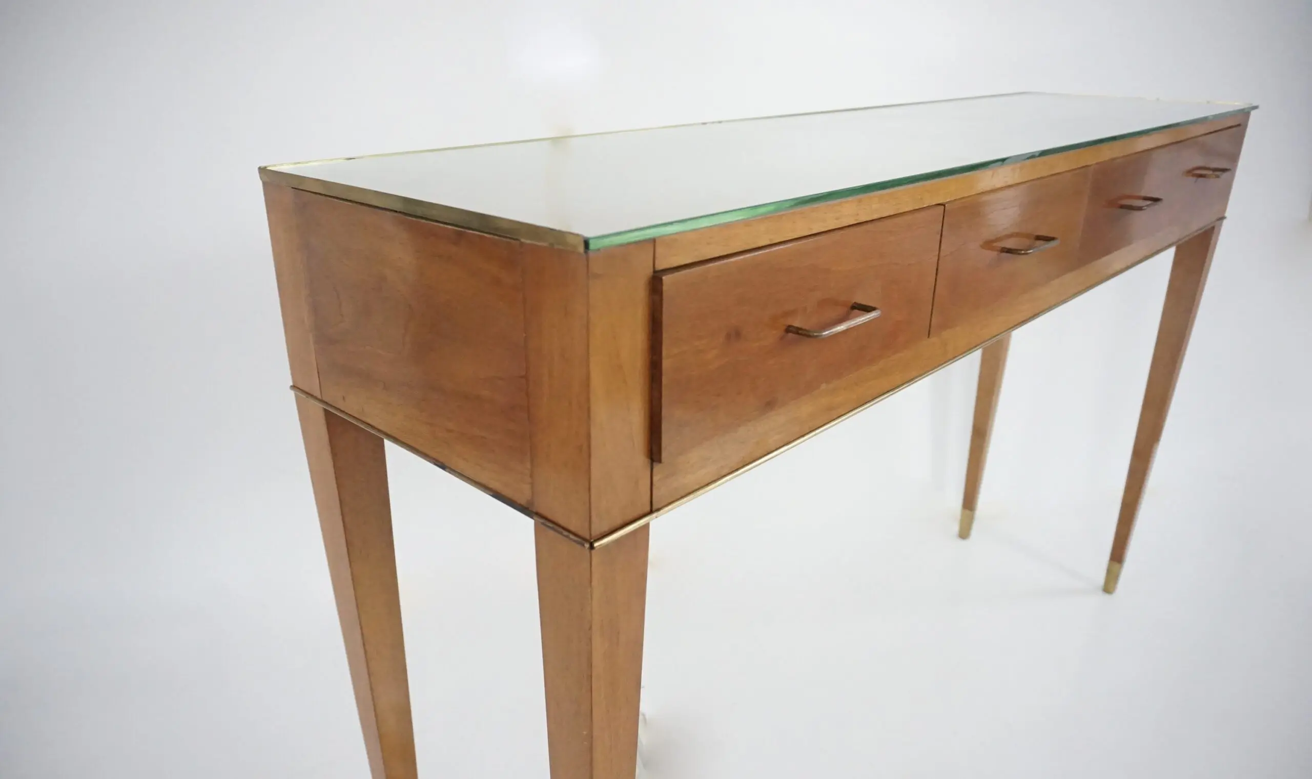 Fine Gio Ponti large unique console table, four drawers, cherrywood, brass, 1955 — photo 13