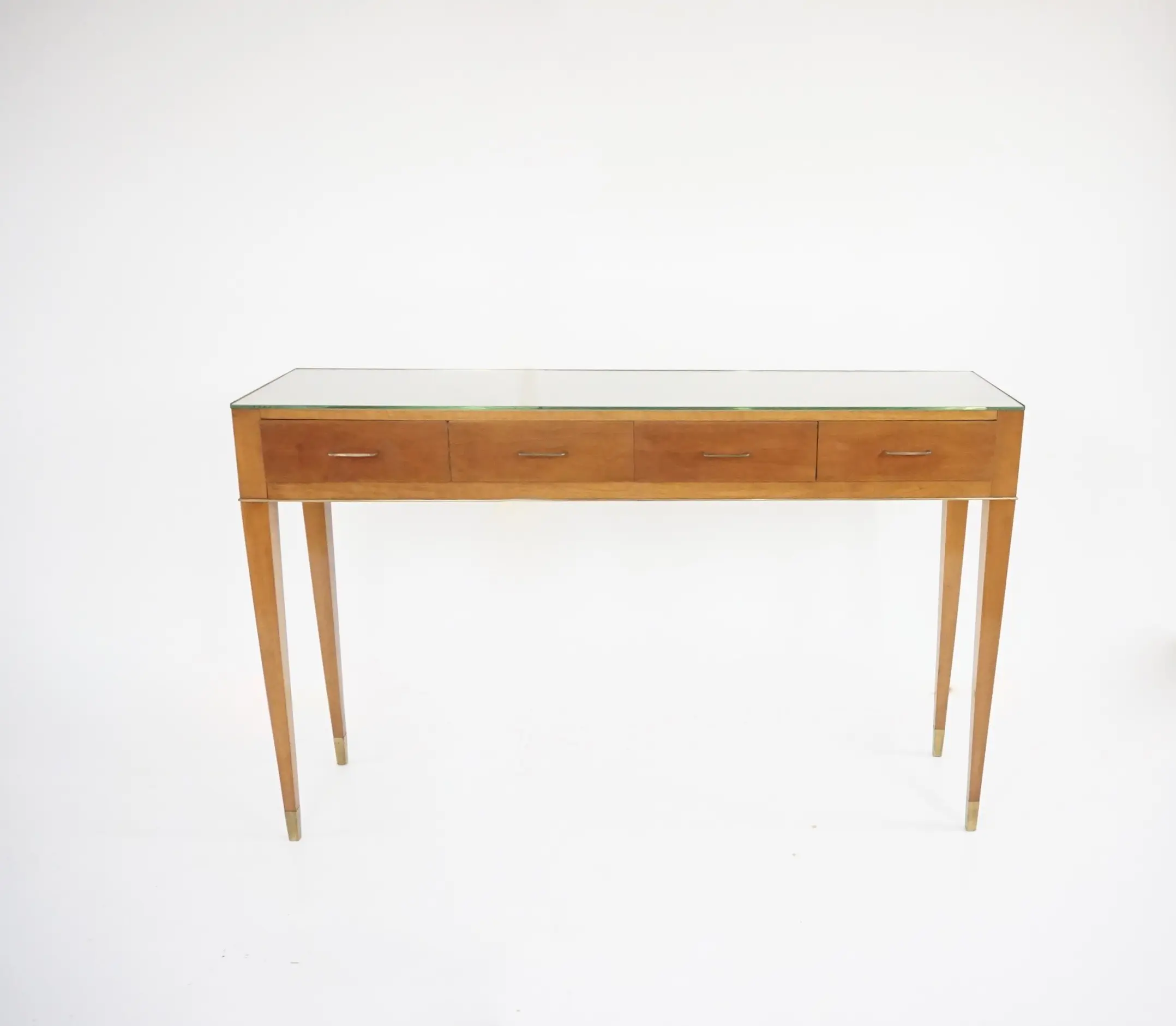 Fine Gio Ponti large unique console table, four drawers, cherrywood, brass, 1955 — image 2