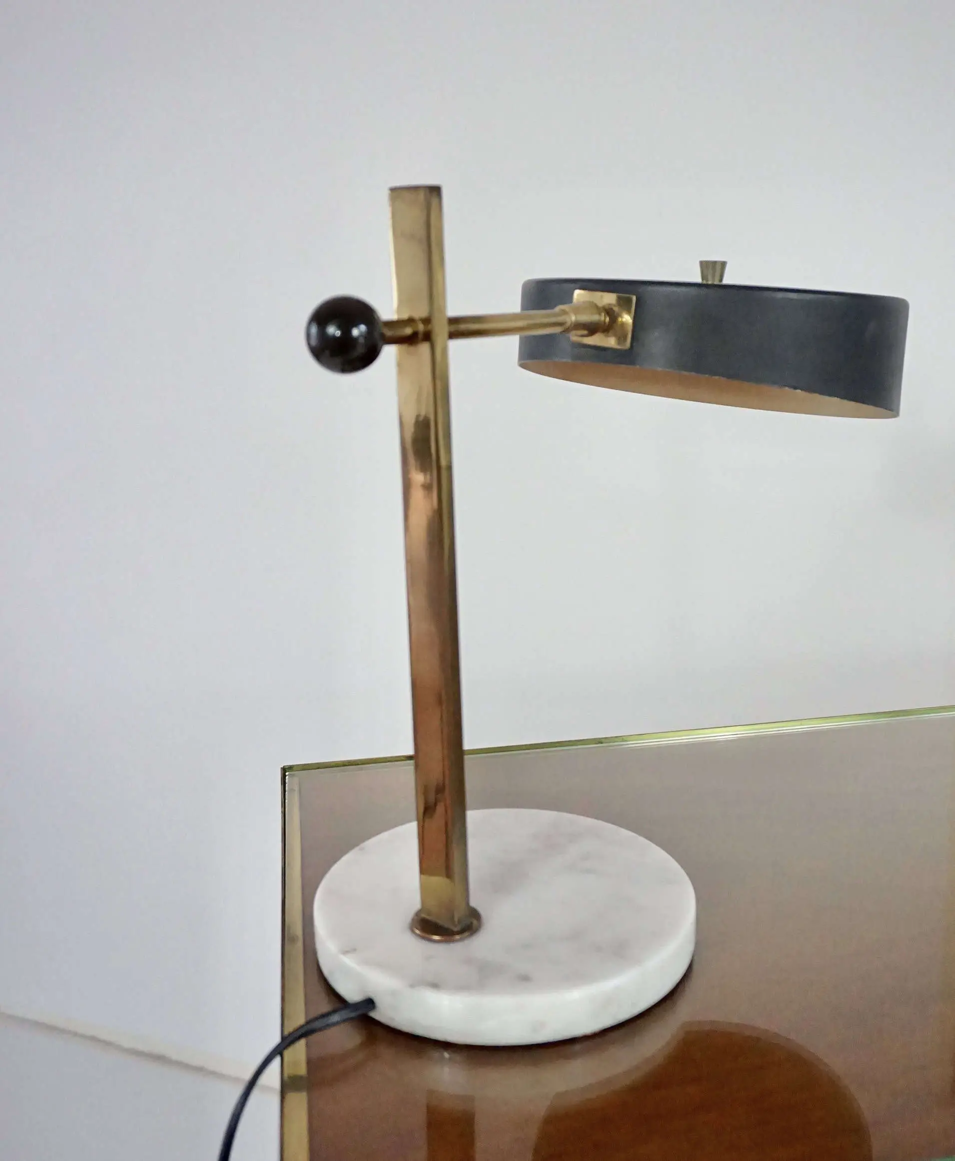 a rare stilux marble and brass table lamp, 1950 — image 2