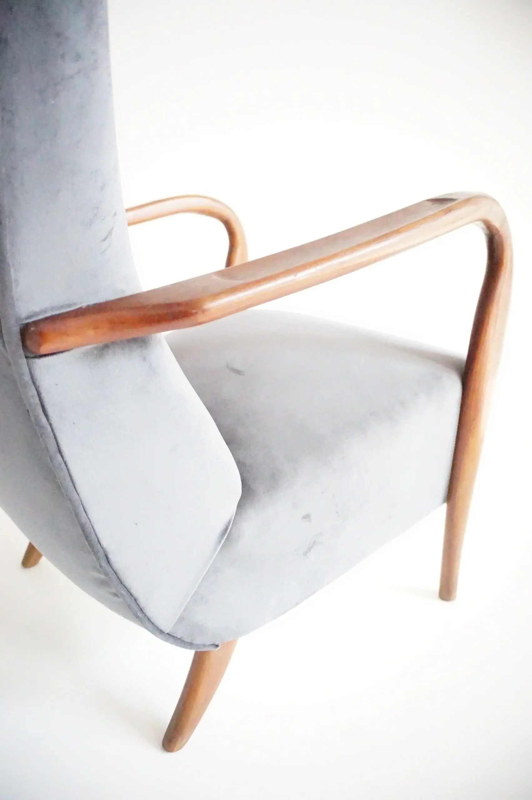 pair of wood and grey velvet armchairs mod. 401 from Cassina, Meda, 1940 — photo 15