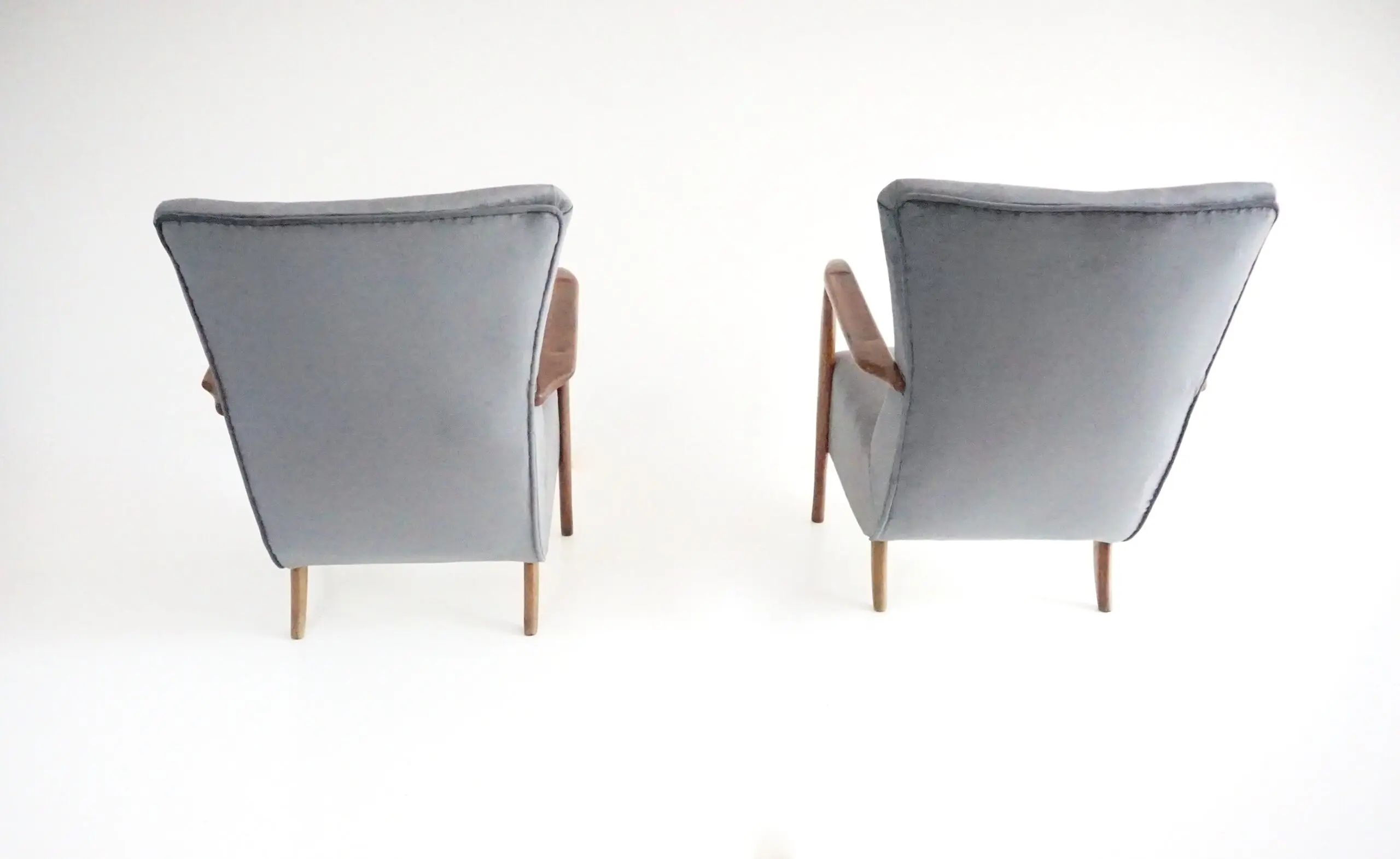 pair of wood and grey velvet armchairs mod. 401 from Cassina, Meda, 1940 — photo 7