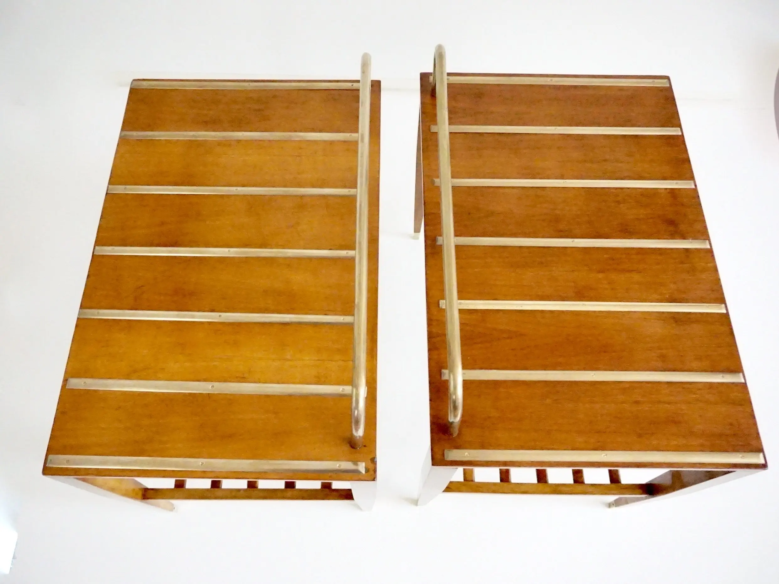 Pair of Gio Ponti Walnut Side Tables, Luggage Racks for Hotel Royal Naples, 1955 — photo 9