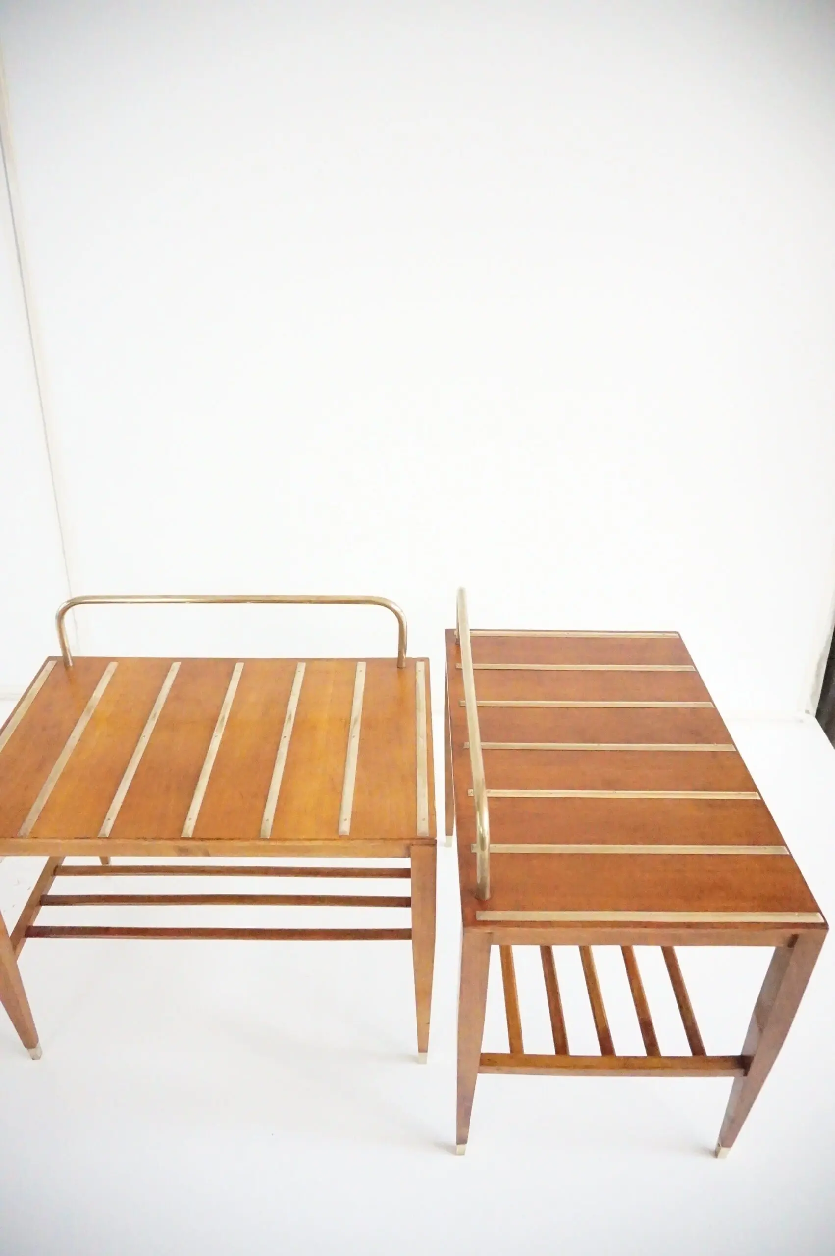 Pair of Gio Ponti Walnut Side Tables, Luggage Racks for Hotel Royal Naples, 1955 — photo 13