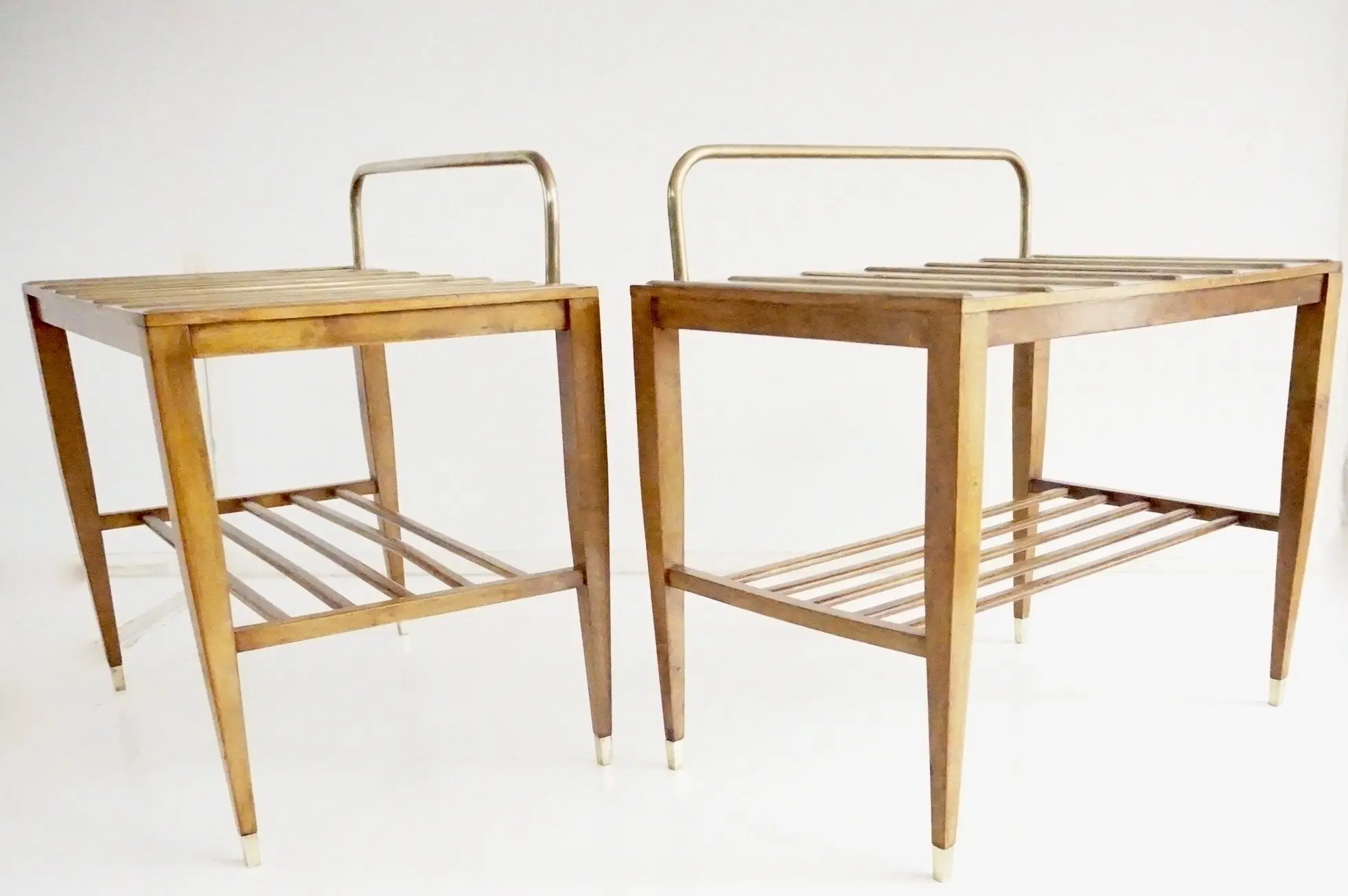 Pair of Gio Ponti Walnut Side Tables, Luggage Racks for Hotel Royal Naples, 1955 — photo 7