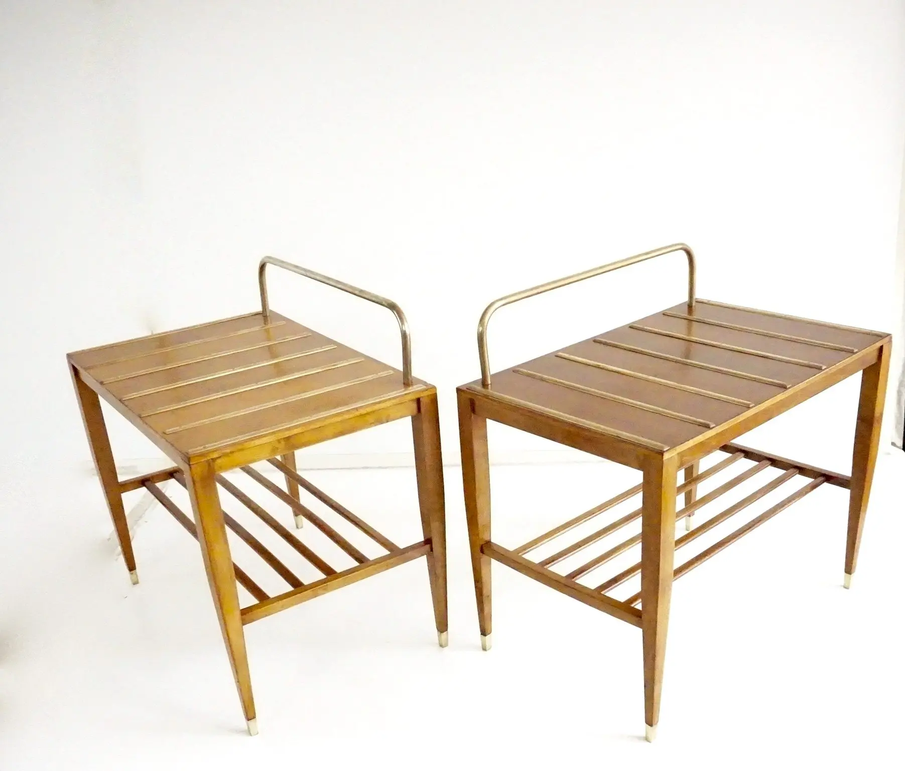 Pair of Gio Ponti Walnut Side Tables, Luggage Racks for Hotel Royal Naples, 1955 — photo 8