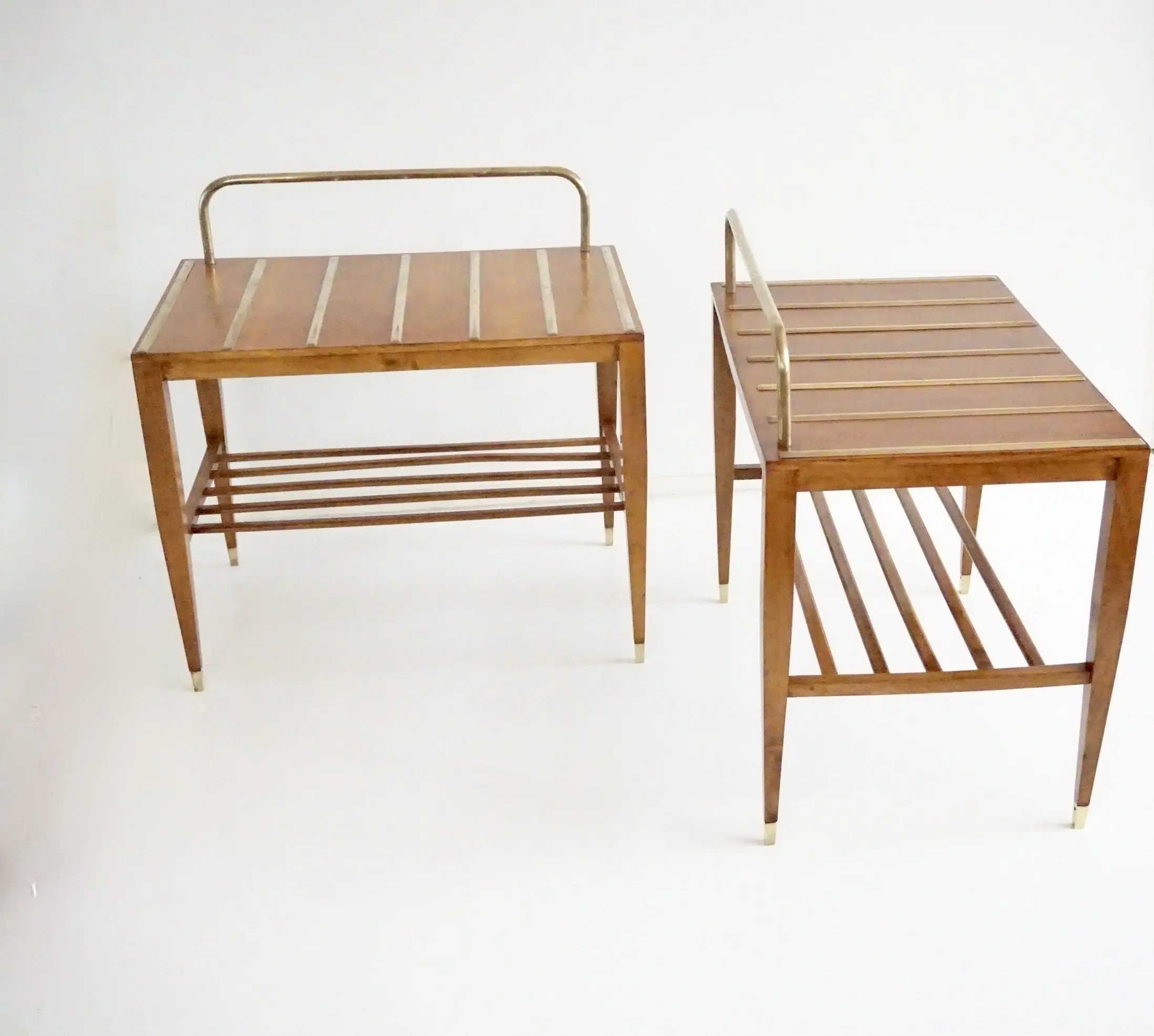 Pair of Gio Ponti Walnut Side Tables, Luggage Racks for Hotel Royal Naples, 1955 — photo 5
