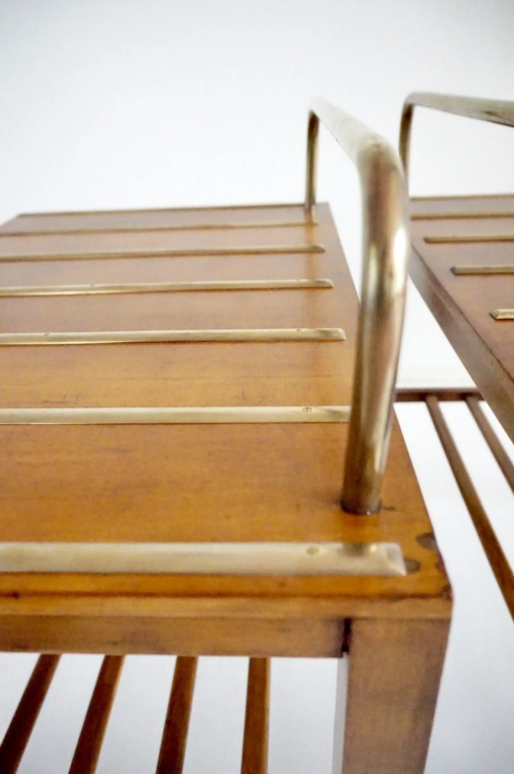 Pair of Gio Ponti Walnut Side Tables, Luggage Racks for Hotel Royal Naples, 1955 — photo 6