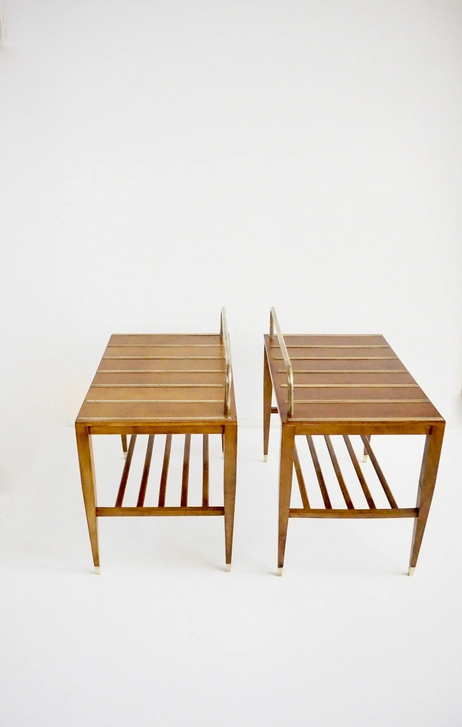 Pair of Gio Ponti Walnut Side Tables, Luggage Racks for Hotel Royal Naples, 1955 — image 3