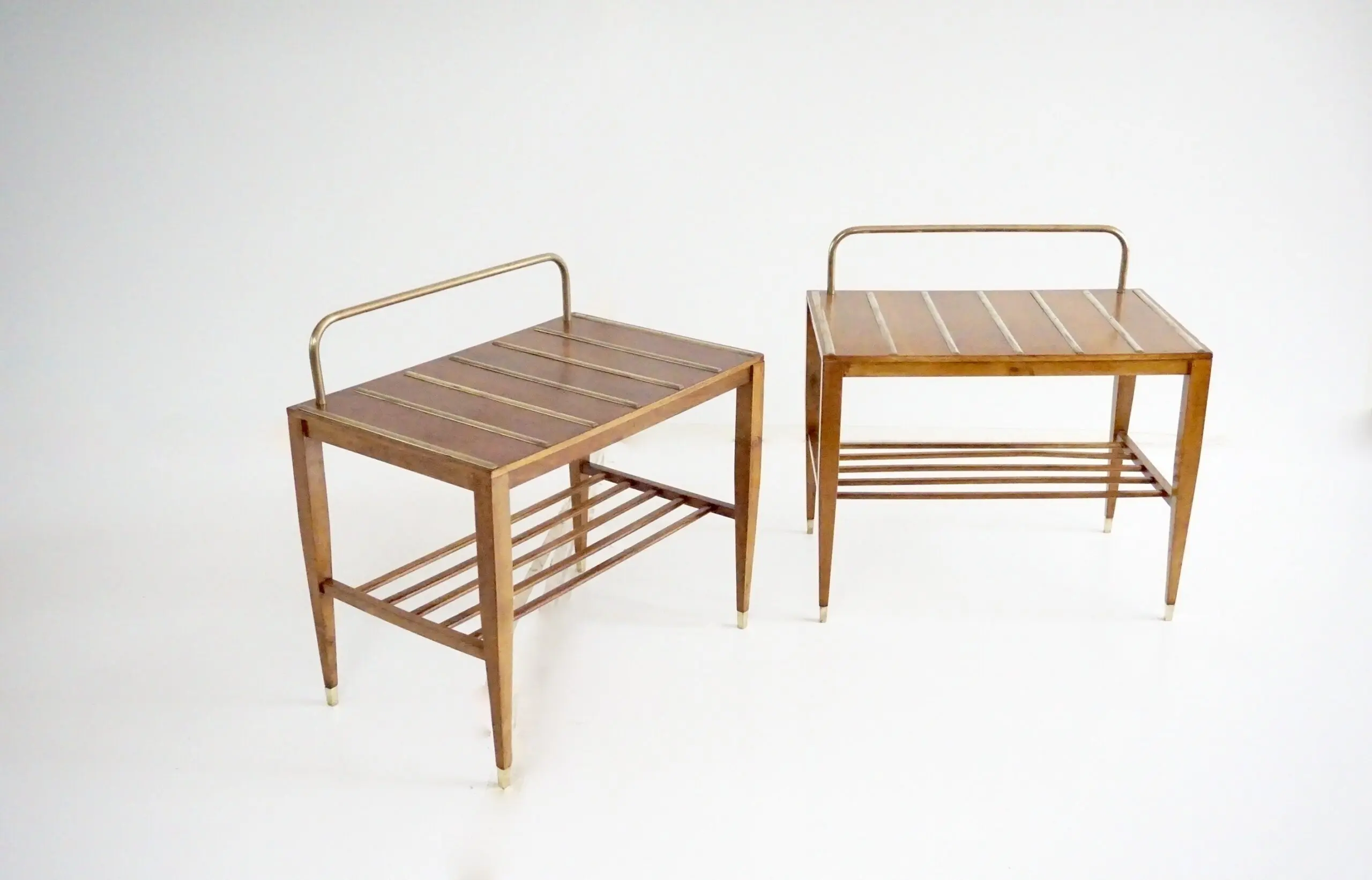 Pair of Gio Ponti Walnut Side Tables, Luggage Racks for Hotel Royal Naples, 1955 — image 2