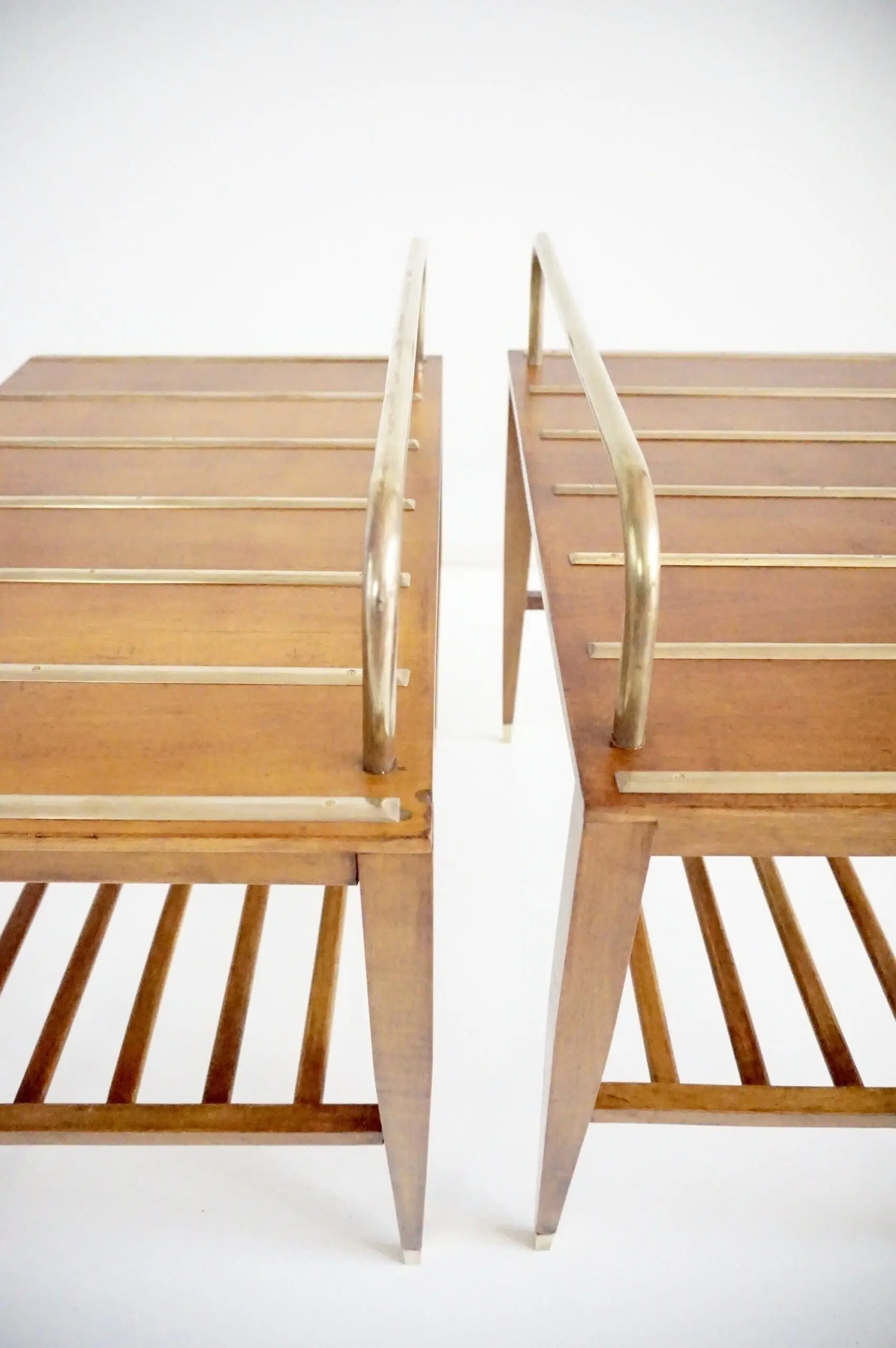 Pair of Gio Ponti Walnut Side Tables, Luggage Racks for Hotel Royal Naples, 1955 — photo 10