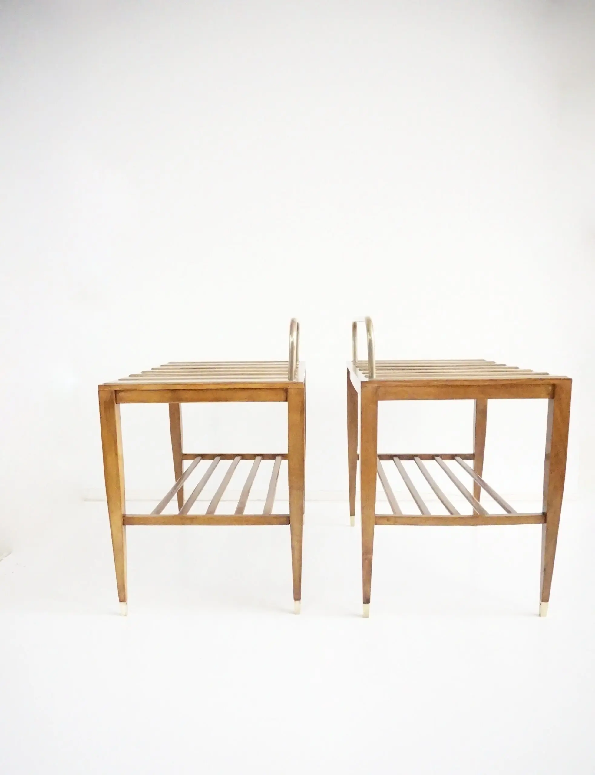 Pair of Gio Ponti Walnut Side Tables, Luggage Racks for Hotel Royal Naples, 1955 — photo 4