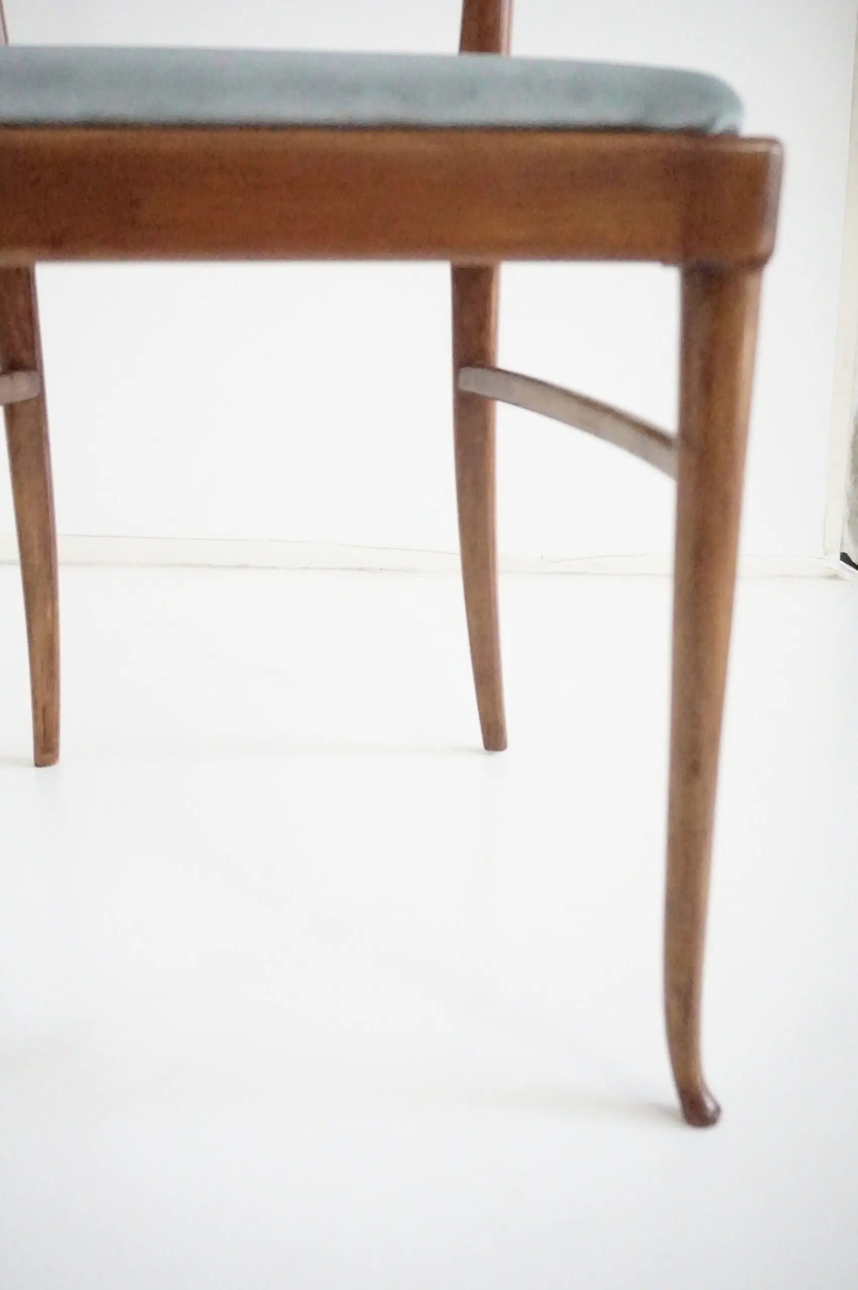 fine set of 6 Melchiorre Bega walnut  and velvet high back dining chairs, 1950 — photo 16