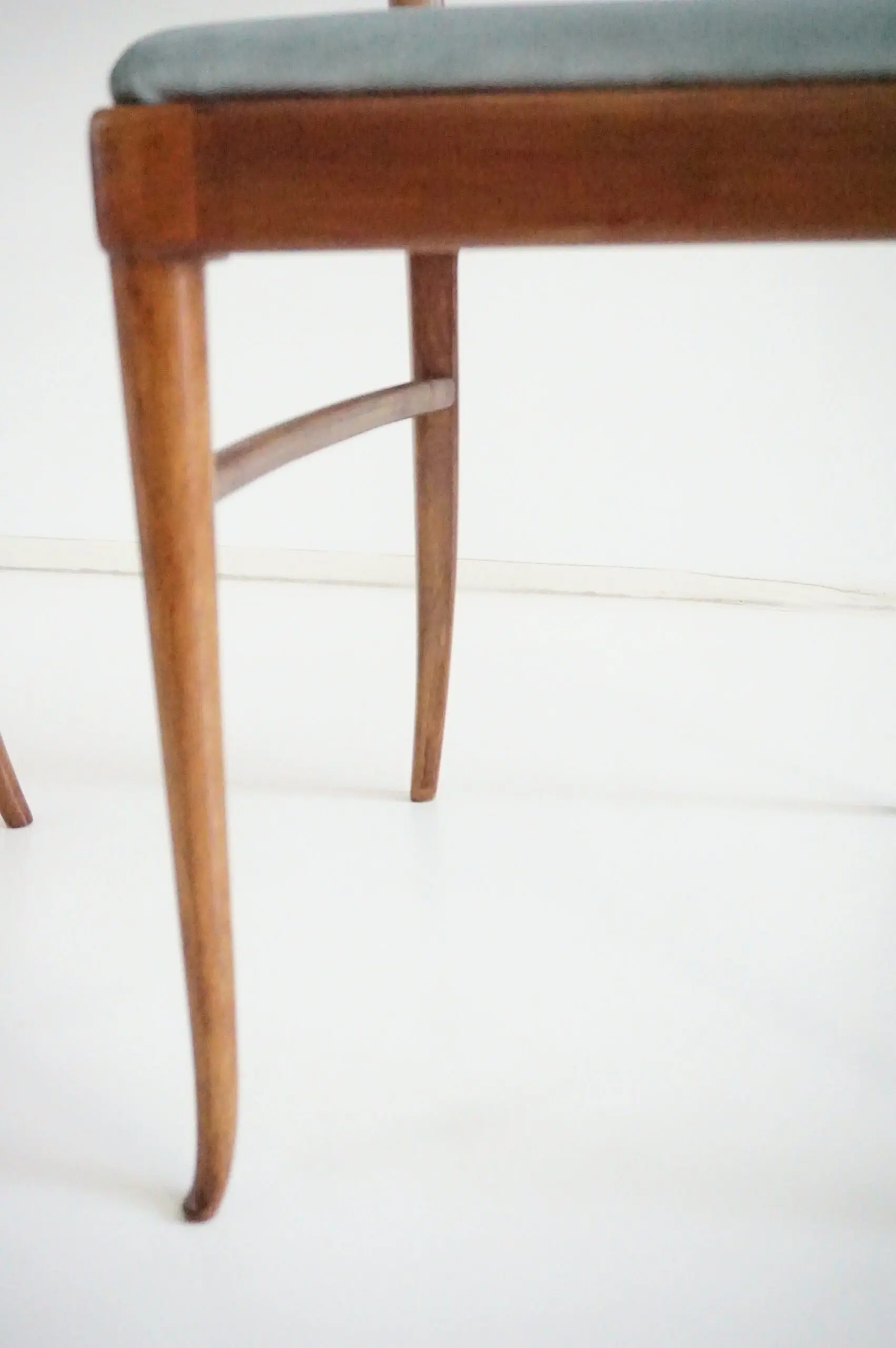 fine set of 6 Melchiorre Bega walnut  and velvet high back dining chairs, 1950 — photo 15