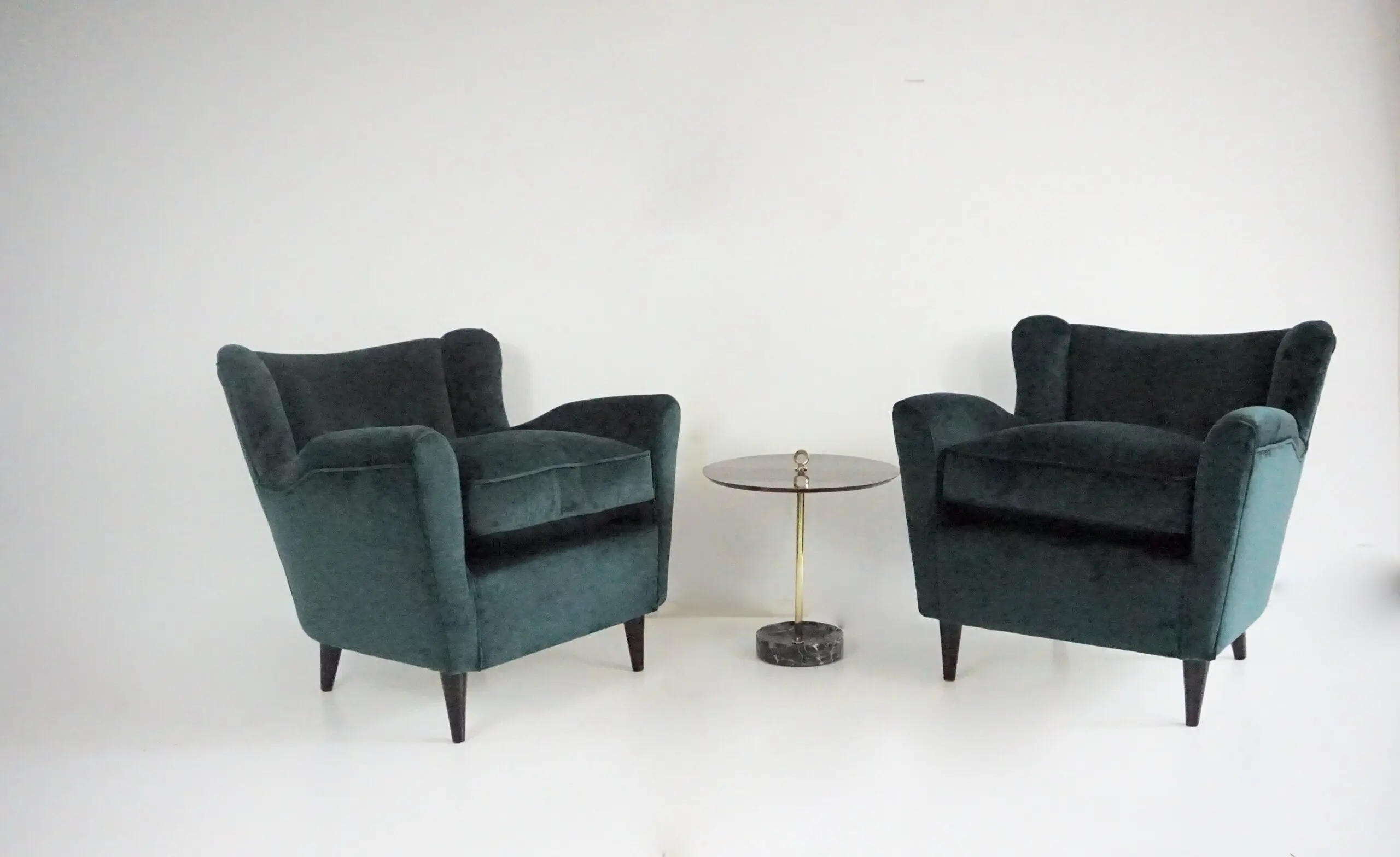 pair of fine Maurizio Tempestini forest green velvet armchairs, Florence, 1938 — image 2
