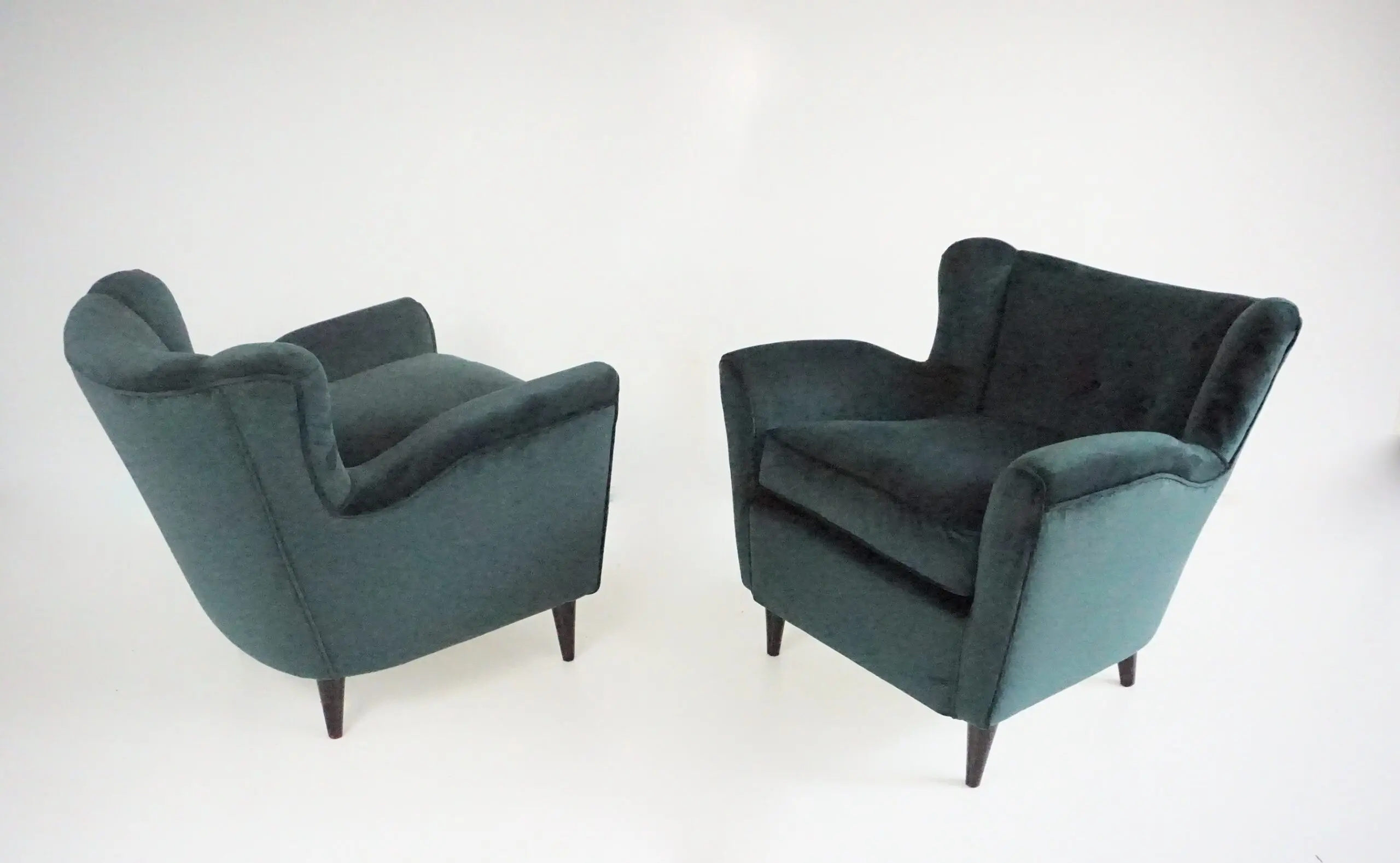 pair of fine Maurizio Tempestini forest green velvet armchairs, Florence, 1938 — Maurizio Tempestini