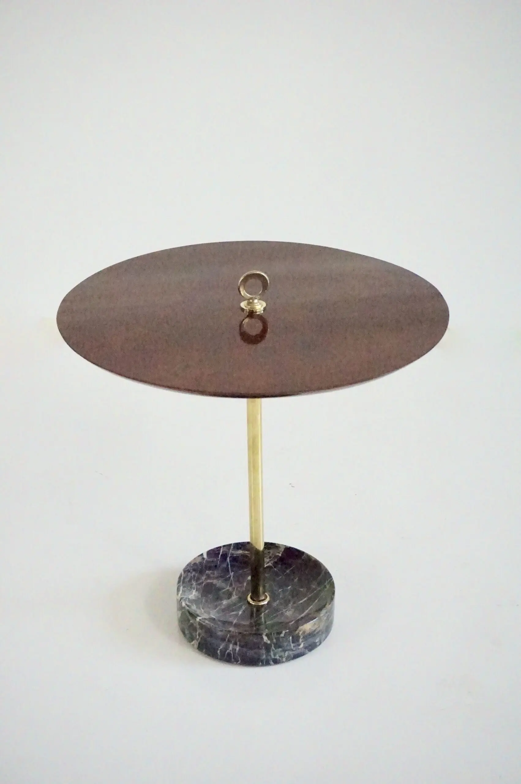 round gueridon side table brass, marble and walnut, C6, Lorenzo Ciompi, 2025 — image 2