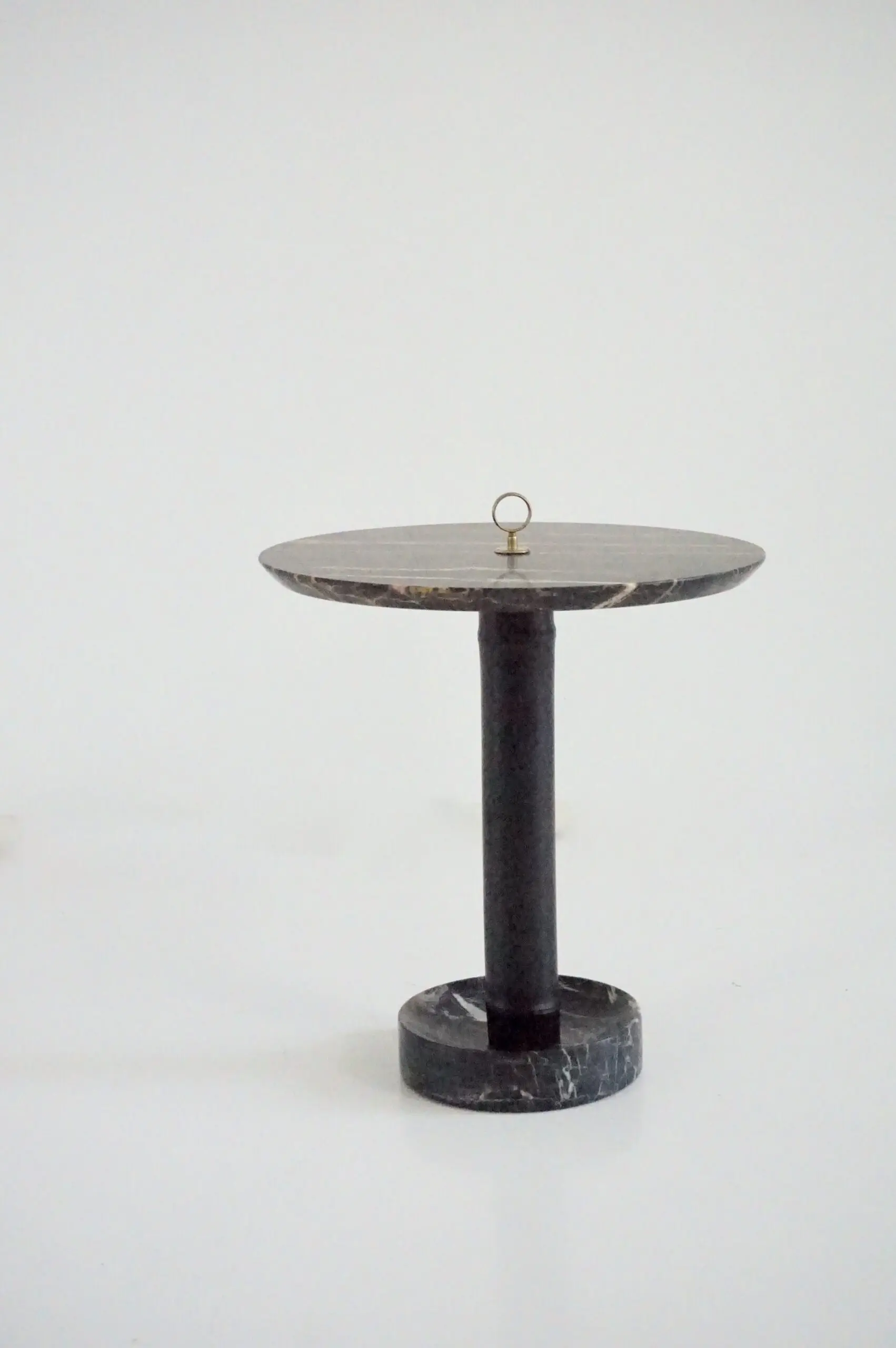 Round Gueridon Side Table marble, bamboo and brass, C-NOIRE, Lorenzo Ciompi 2025 — Lorenzo Ciompi