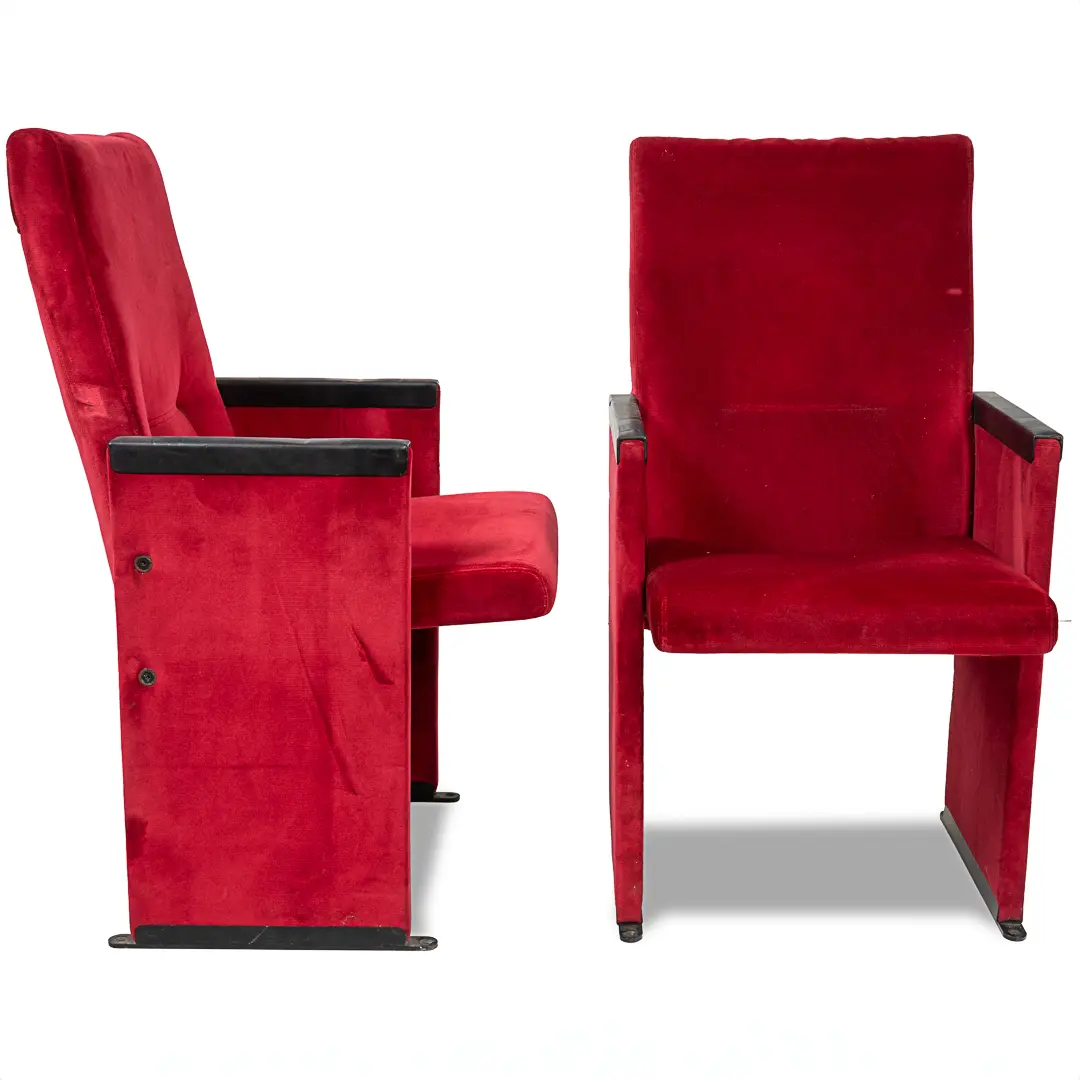 Set of 12 Red Velvet Carlo Scarpa Theatre Chairs, from the Auditorium Roma, 1960 — image 3