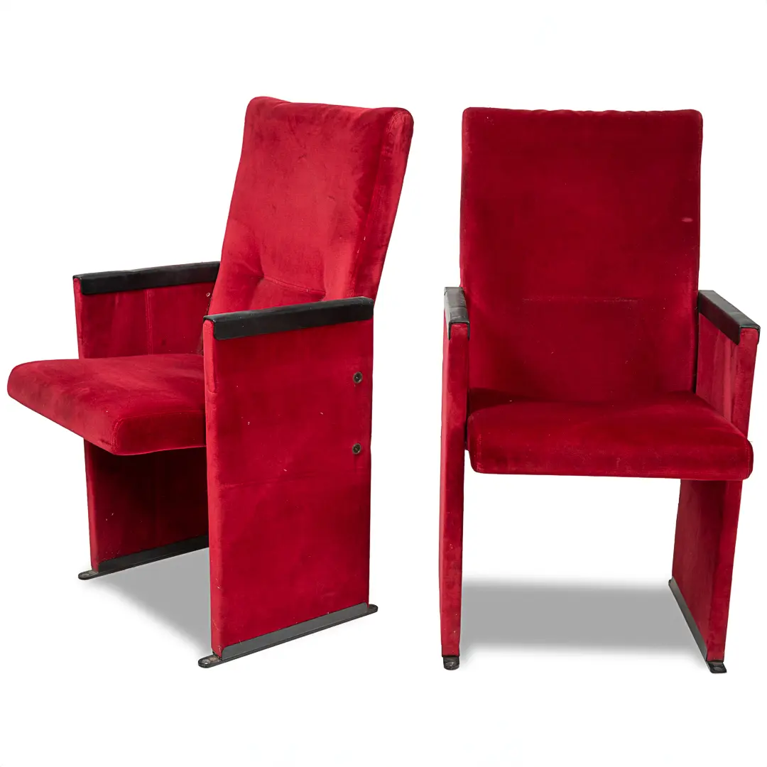 Set of 12 Red Velvet Carlo Scarpa Theatre Chairs, from the Auditorium Roma, 1960 — photo 9