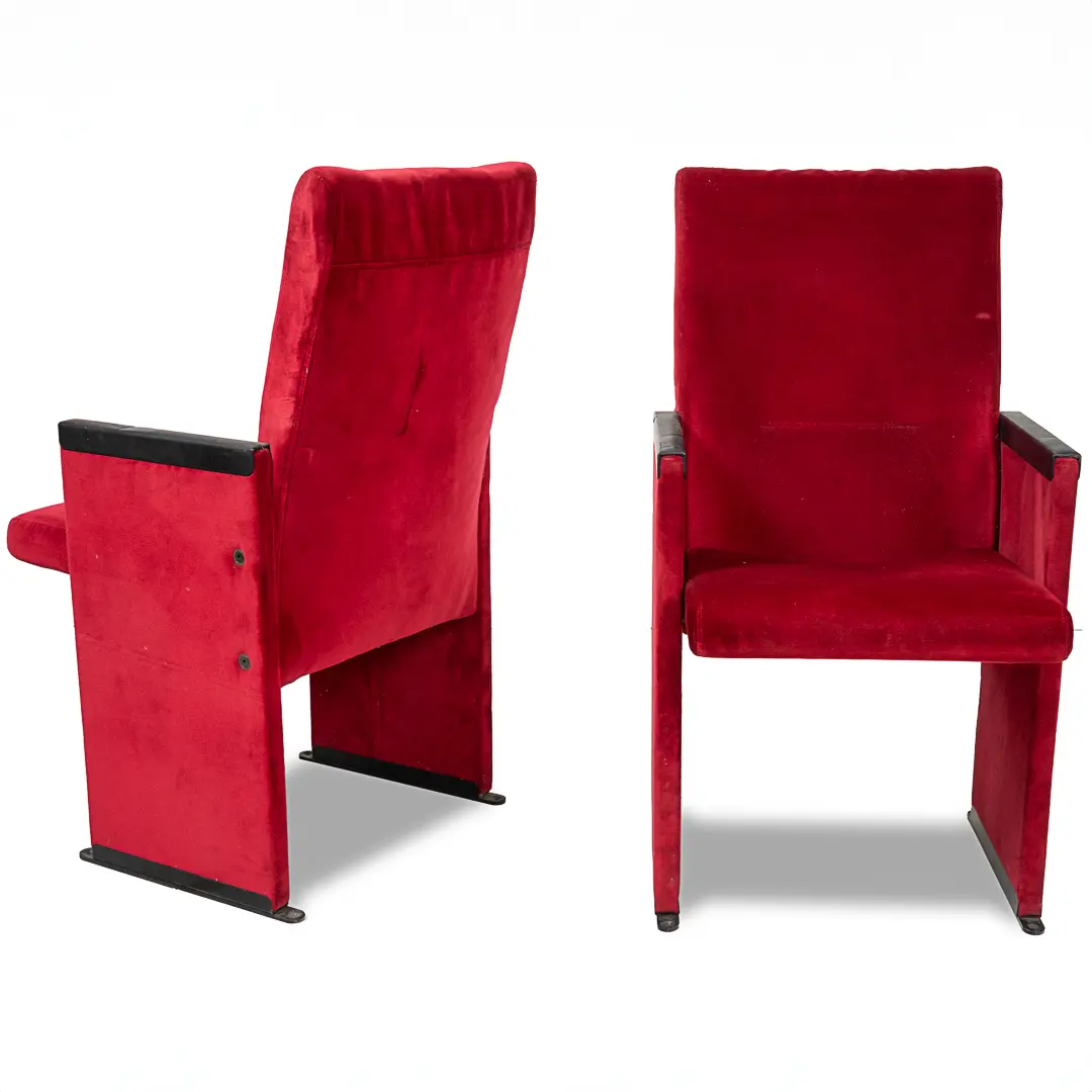 Set of 12 Red Velvet Carlo Scarpa Theatre Chairs, from the Auditorium Roma, 1960 — photo 7