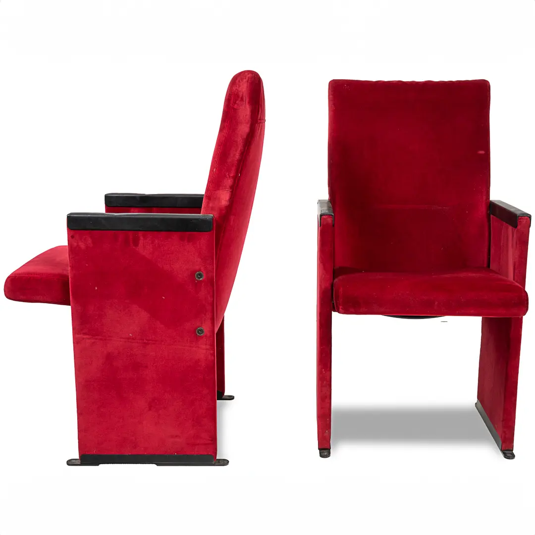 Set of 12 Red Velvet Carlo Scarpa Theatre Chairs, from the Auditorium Roma, 1960 — photo 8