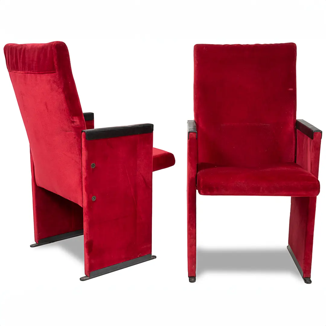 Set of 12 Red Velvet Carlo Scarpa Theatre Chairs, from the Auditorium Roma, 1960 — image 2