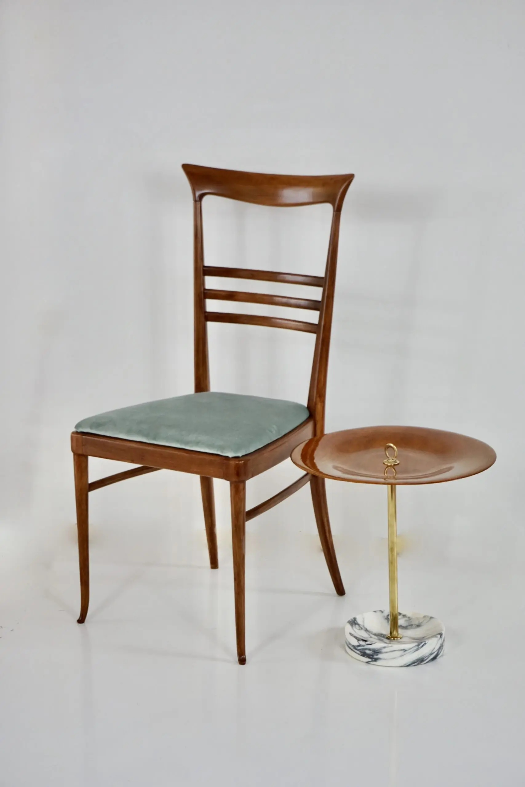 round occasional side table, ash, brass and marble C5 Lorenzo Ciompi, 2025 — photo 8