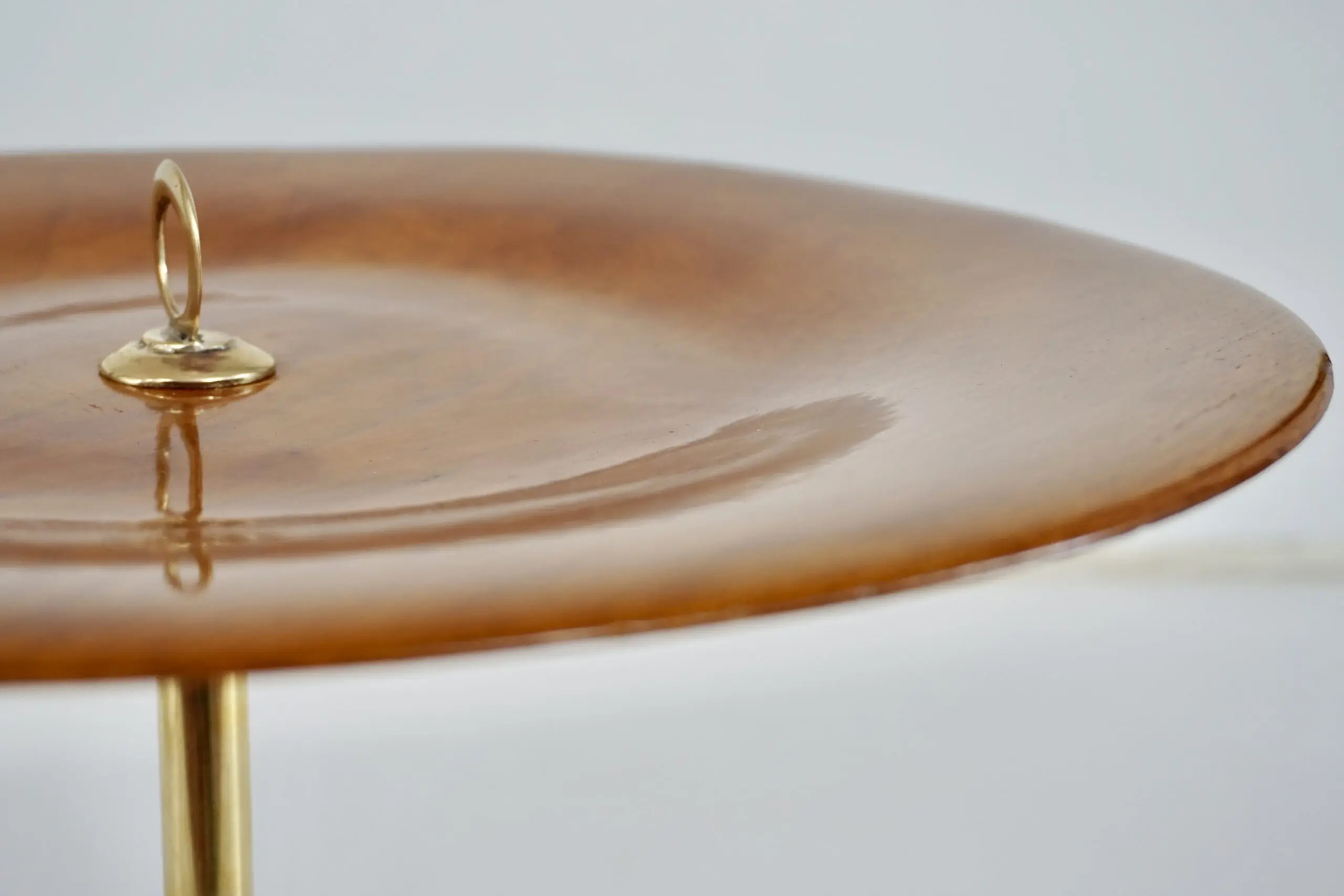round occasional side table, ash, brass and marble C5 Lorenzo Ciompi, 2025 — photo 7
