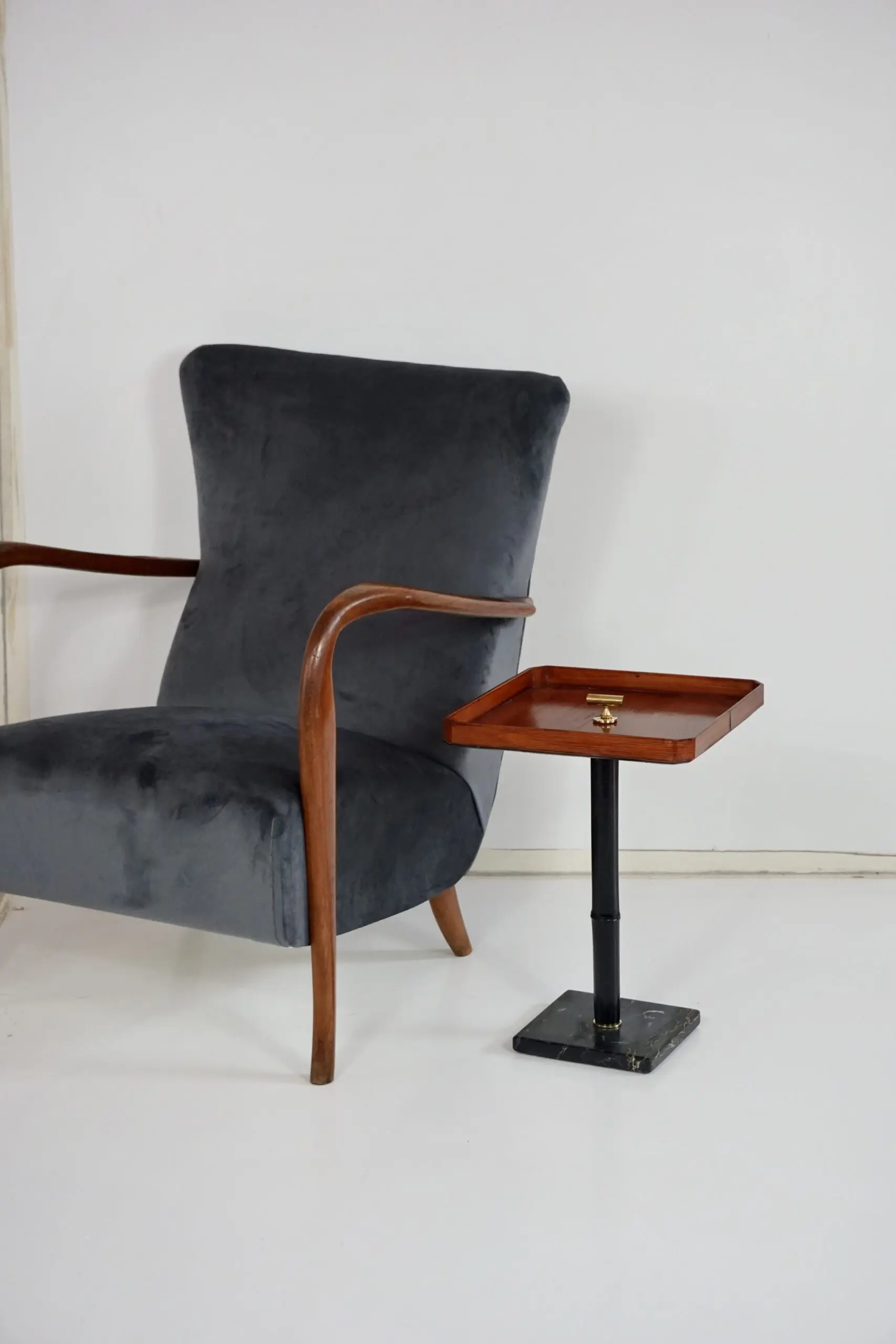 squared  gueridon side table marble, bamboo, wood, brass, C-NOIRE 2 L. Ciompi 25 — photo 16