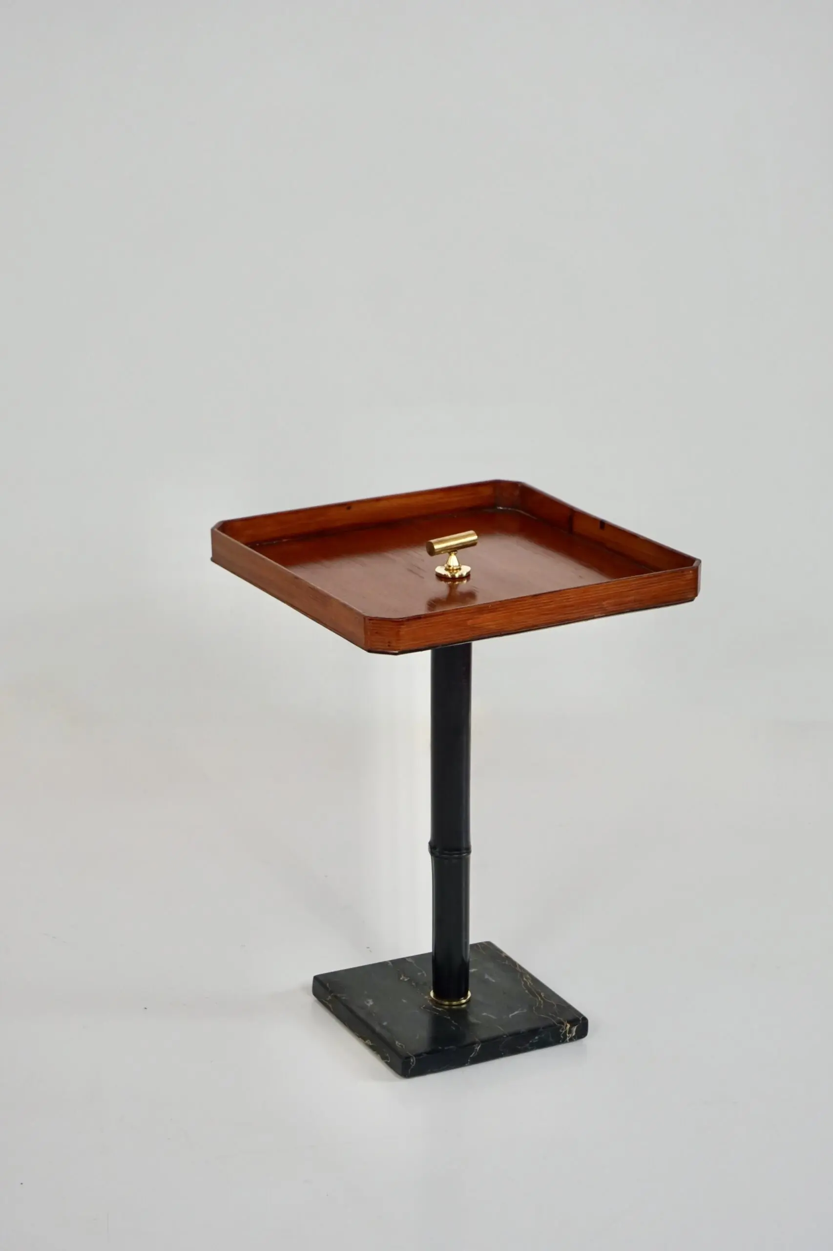 squared  gueridon side table marble, bamboo, wood, brass, C-NOIRE 2 L. Ciompi 25 — Lorenzo Ciompi