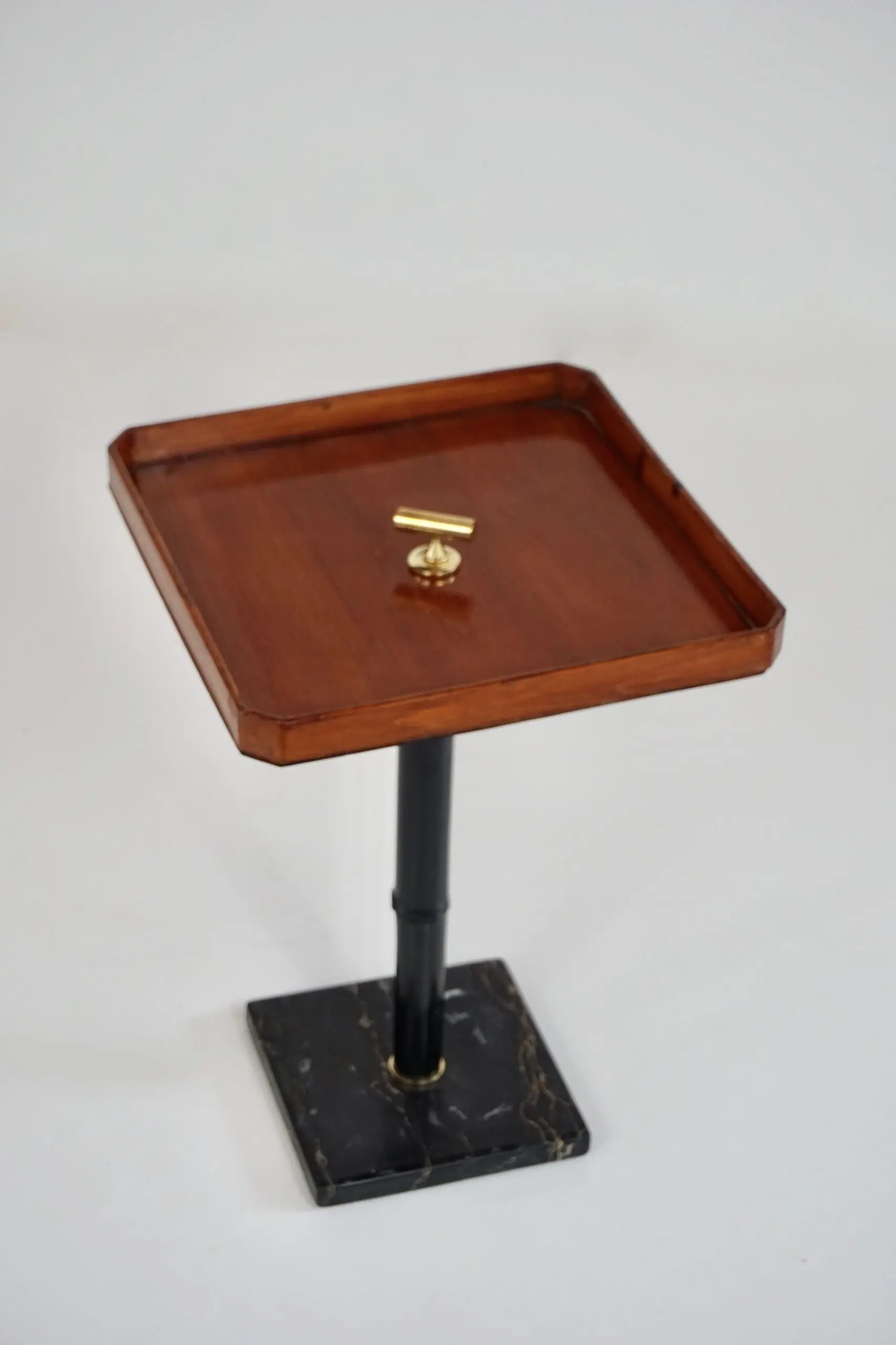 squared  gueridon side table marble, bamboo, wood, brass, C-NOIRE 2 L. Ciompi 25 — Lorenzo Ciompi