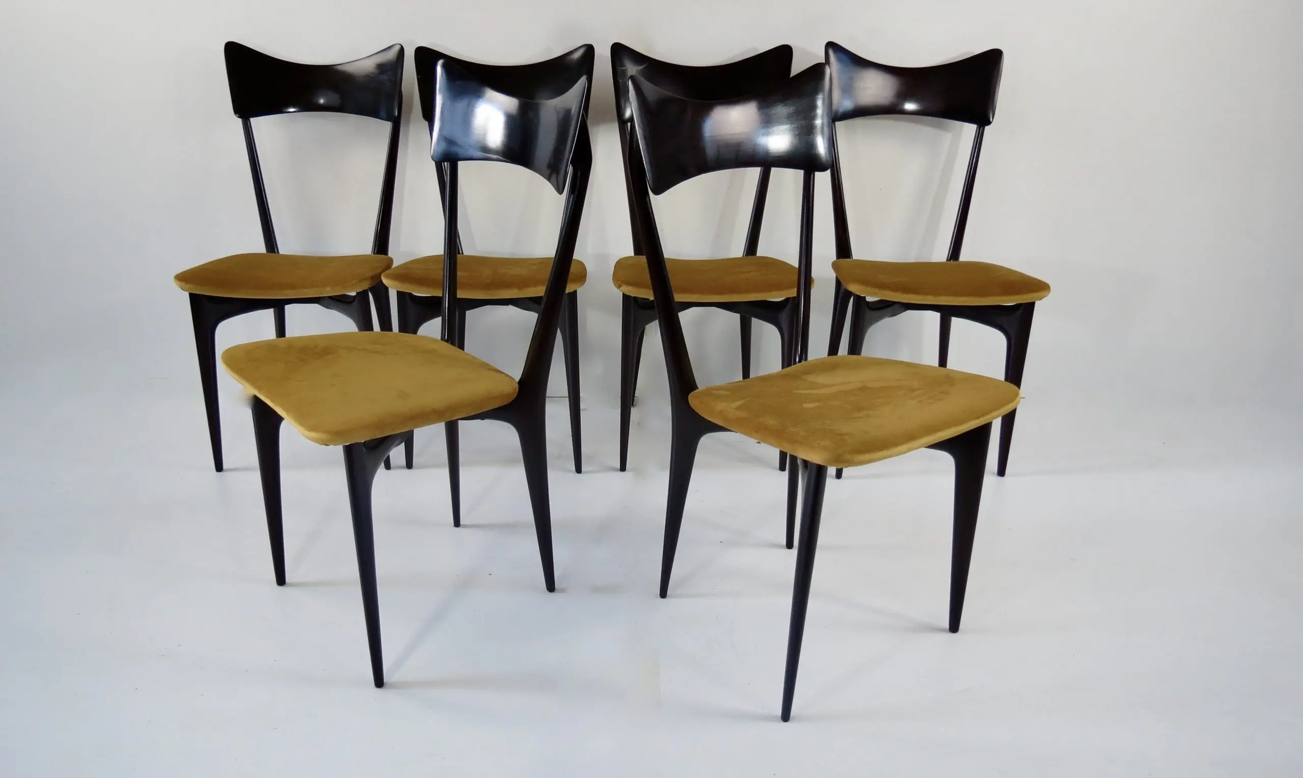 Set of Six Ico and Luisa Parisi Ebonized Dining Chairs by Ariberto Colombo, 1952 — photo 20