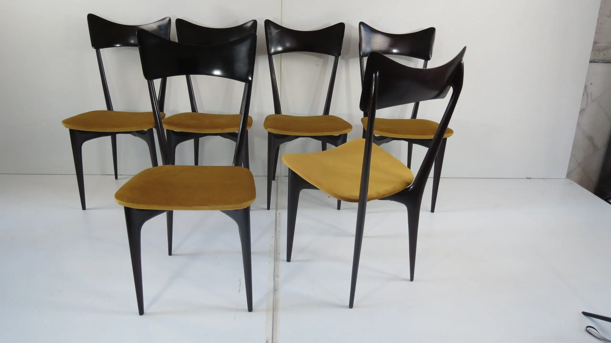 Set of Six Ico and Luisa Parisi Ebonized Dining Chairs by Ariberto Colombo, 1952 — photo 5