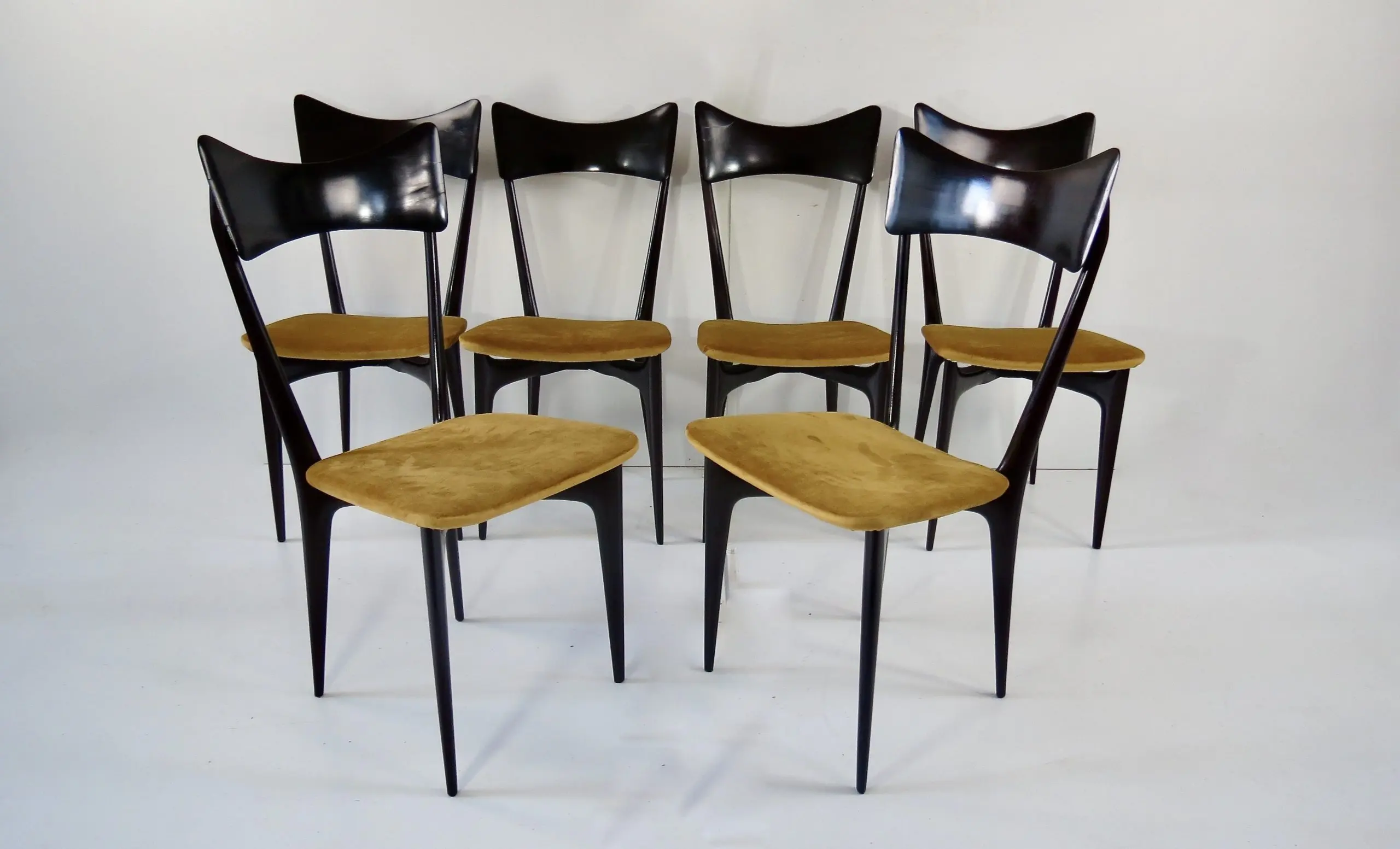 Set of Six Ico and Luisa Parisi Ebonized Dining Chairs by Ariberto Colombo, 1952 — photo 4